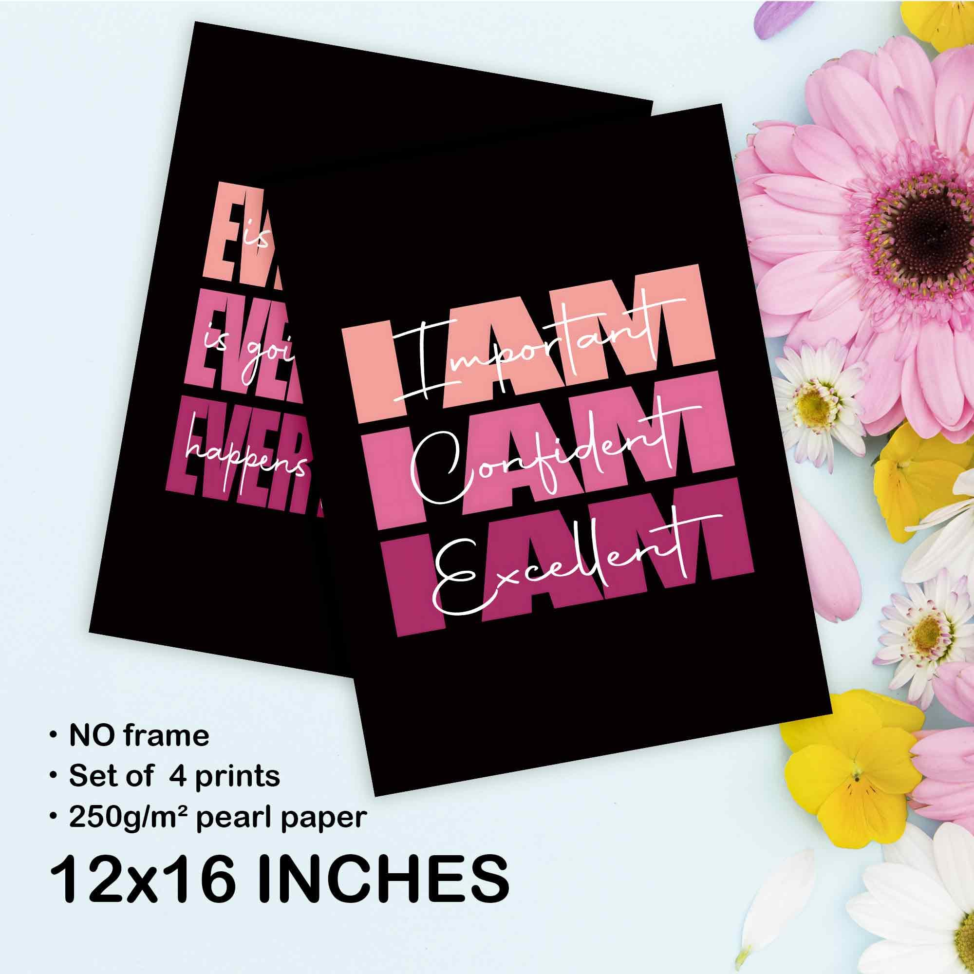 Set of 4 Inspirational Posters â€?Motivational Wall Art for Teen Girls & Women (8x10)