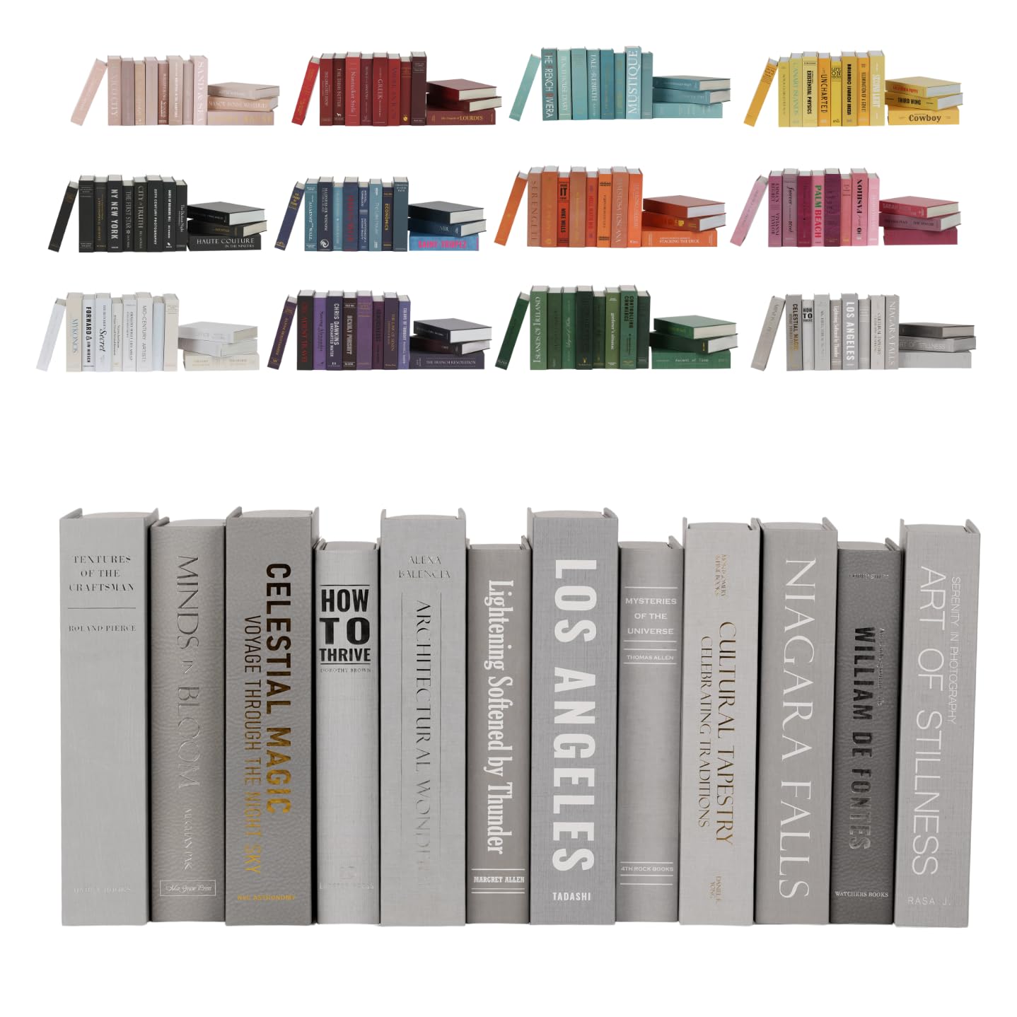 Decorative Faux Books, 12 Fake Books for Bookshelf Decor