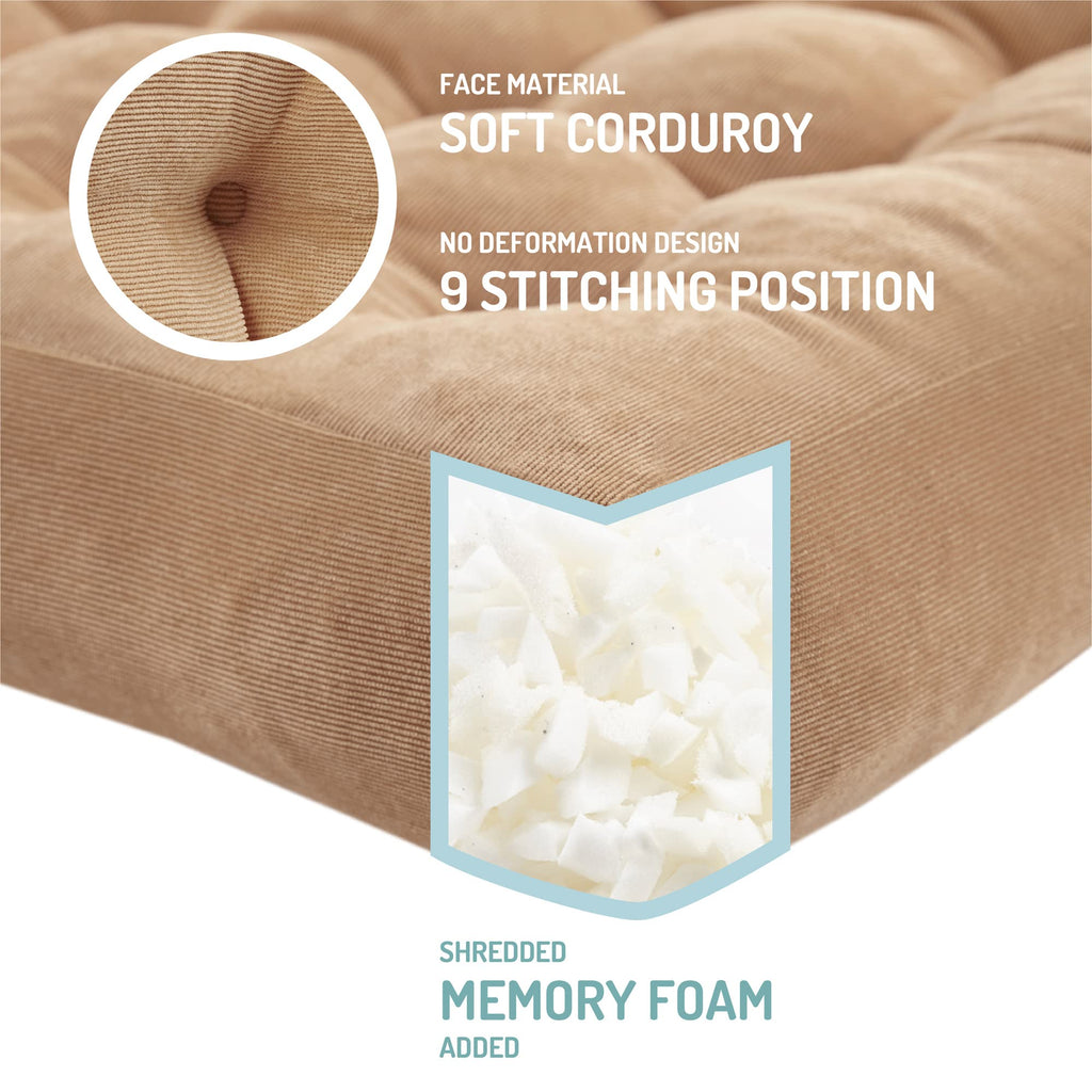 Square Large Pillows Seating Meditation Floor Pillow, Tufted Corduroy Cushion for Living Room