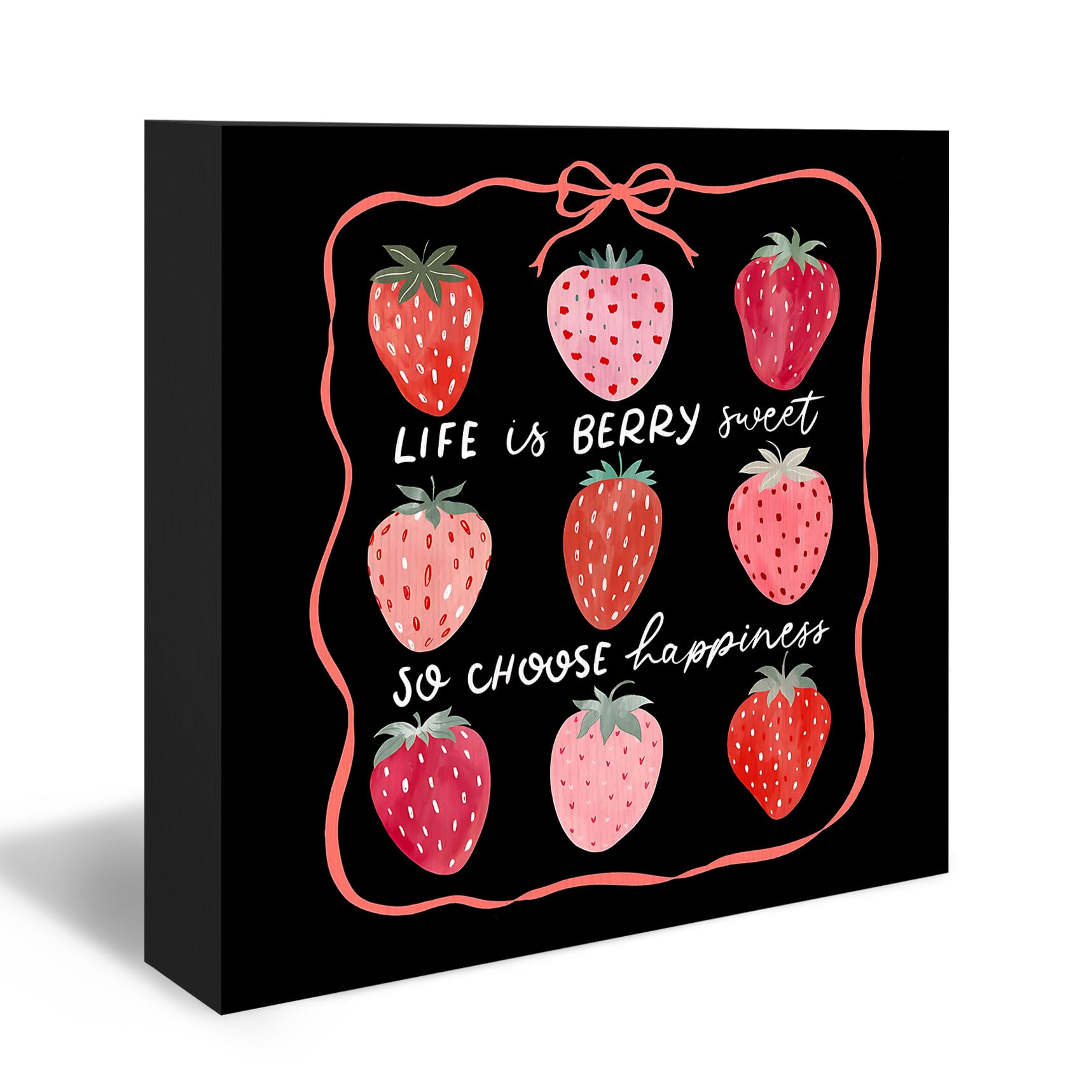 Coquette Summer Stawberry Wood Box Sign