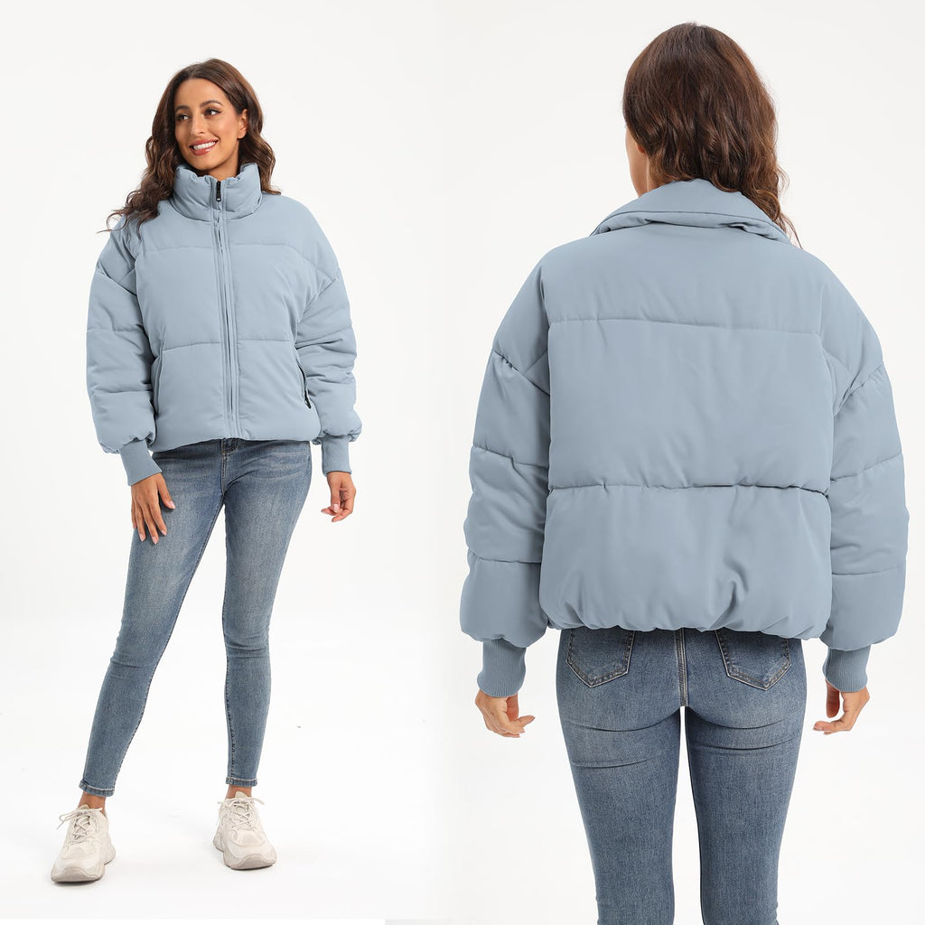 Women's Winter Baggy Zip Puffer jackets Short Down Jacket Coat
