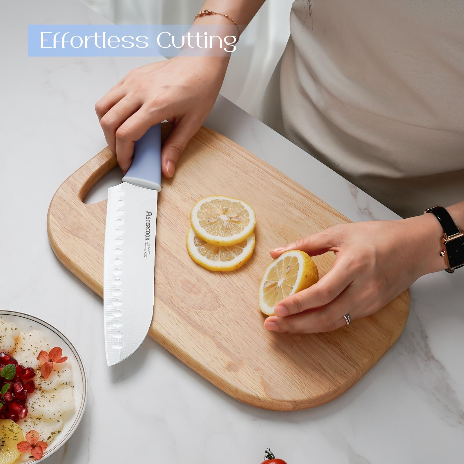 Colorful Kitchen Knives Set with Block and Sharpener Ceramic Coating 15 Pcs German Stainless Steel Knives Sharp Blade Dishwasher Safe Knife Block Set with Ergonomic Handle