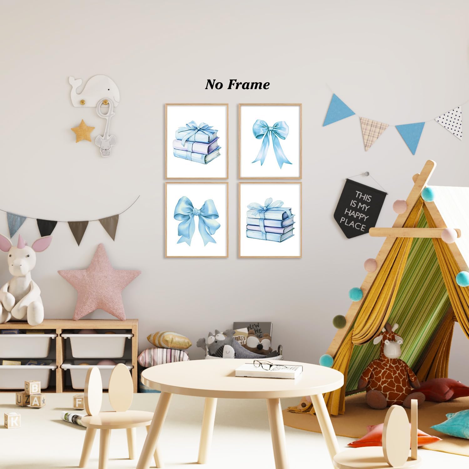 Coquette Bow Unframed Wall Art Prints - Book Lover Reading Posters for Room Decor - Preppy Home Bedroom Classroom Library Wall Decor 8x10 Set of 4