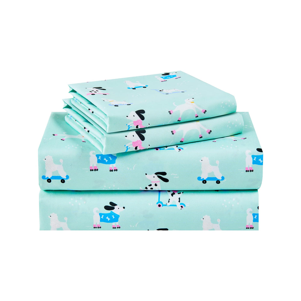 Printed Kids Sheet Set Twin Size, 3 Pcs Breathable & Silky Soft Microfiber - Kids Fitted Sheet,Kids Bed Sheets with 15" Deep Pocket