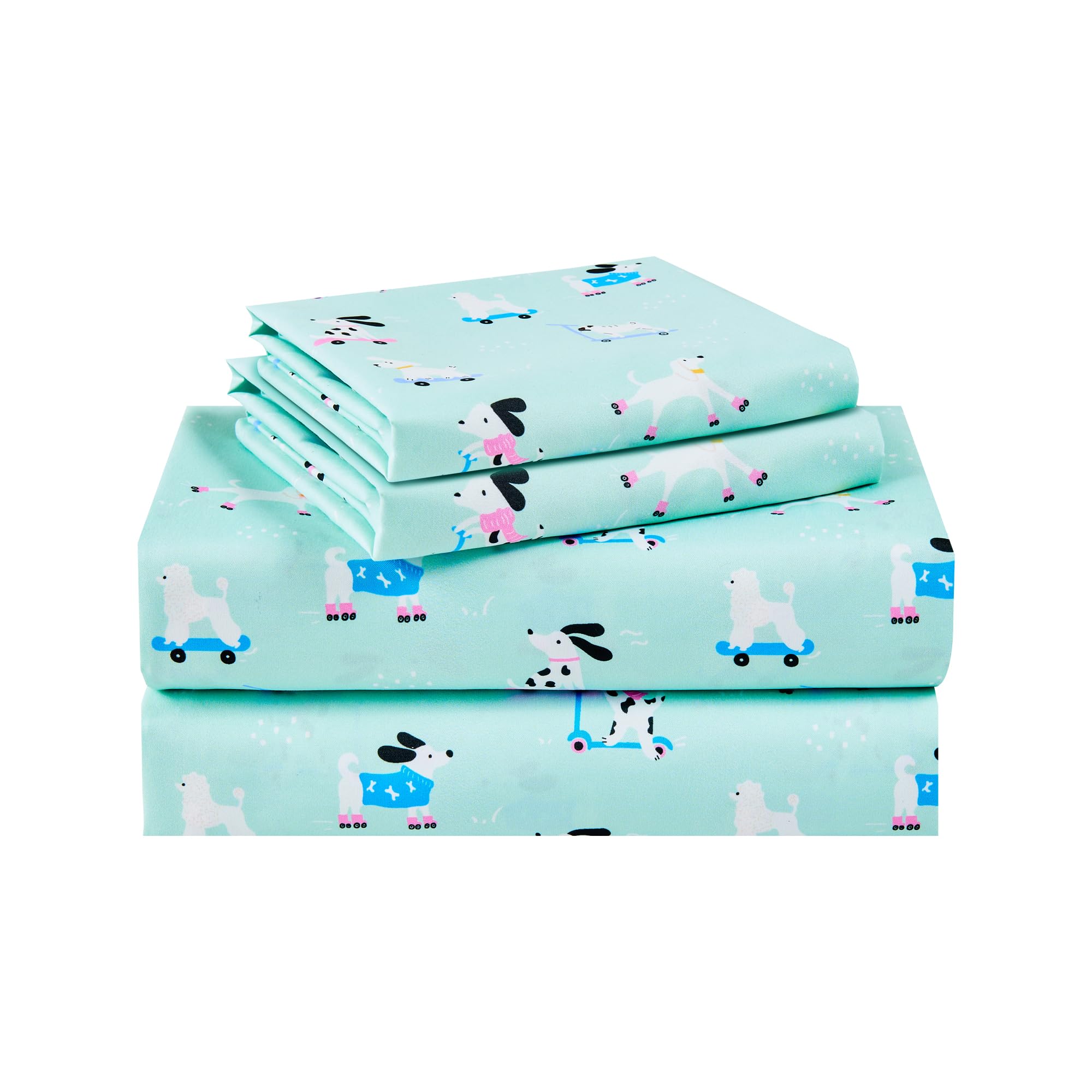 Printed Kids Sheet Set Twin Size, 3 Pcs Breathable & Silky Soft Microfiber - Kids Fitted Sheet,Kids Bed Sheets with 15" Deep Pocket