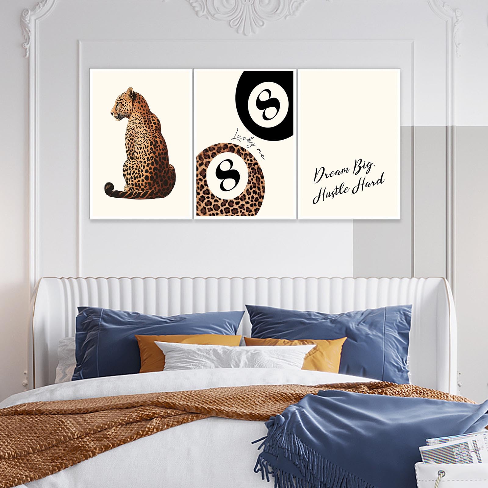 Pink Set of 3 Leopard Wall Art Prints Trendy Girly Cheetah Print Poster for Home Decor 16X24 in Unframed