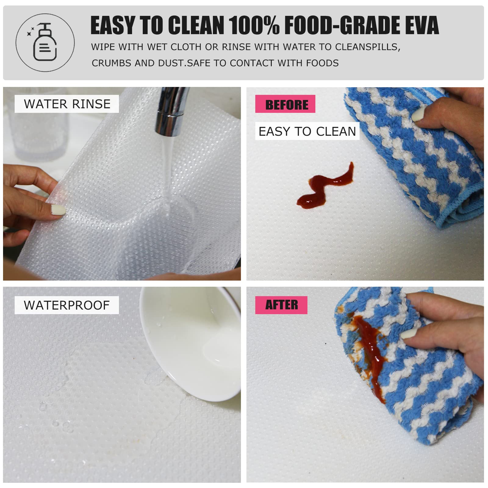 Washable Fridge Liner Mats Covers Pads for Glass Shelf Cupboard Cabinet Drawer Home Kitchen Accessories Organization, 12Pcs Refrigerator Liners