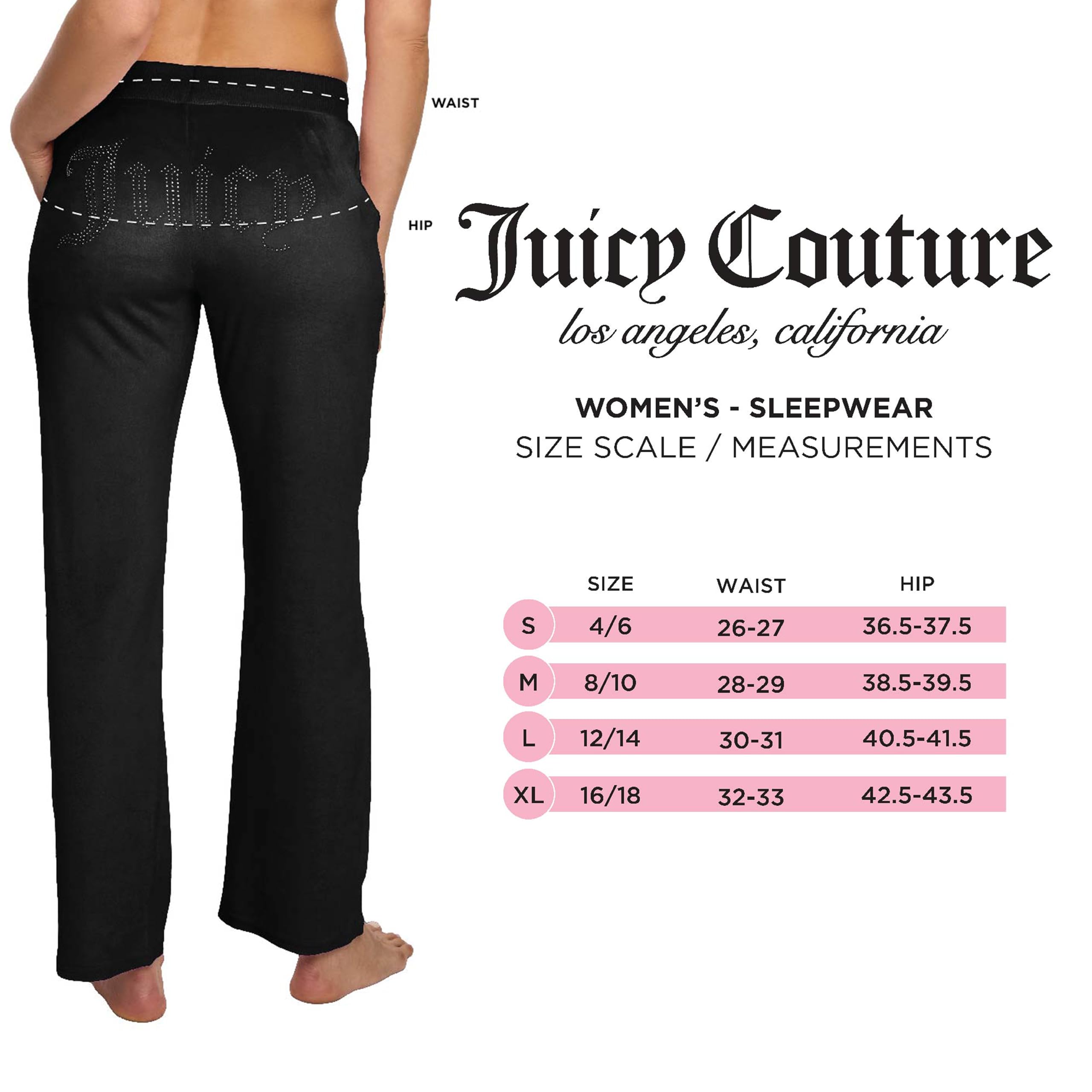 Juicy Couture Women's Velvet Fleece Lounge Pajama Pants with Rhinestone Accents