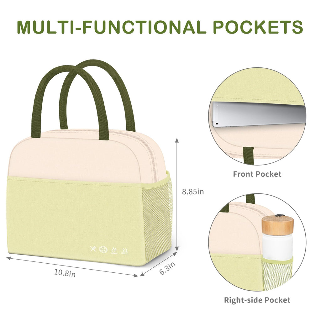Reusable Insulated Lunch Tote Bag,Leakproof Food Handbags Case High Capacity