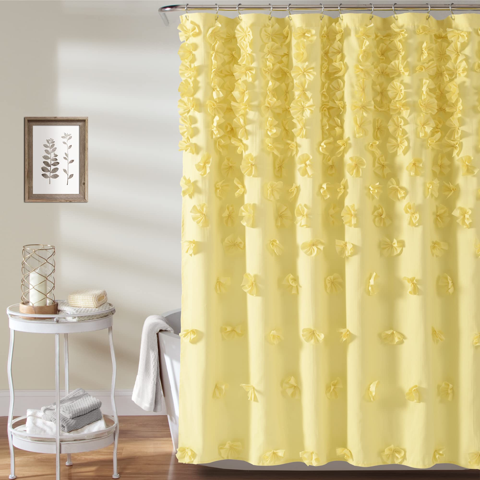 Lush Decor Shower Curtain, 72" W x 72" L - Luxury Shower Curtain With Bows Vintage Glam Bathroom Decor