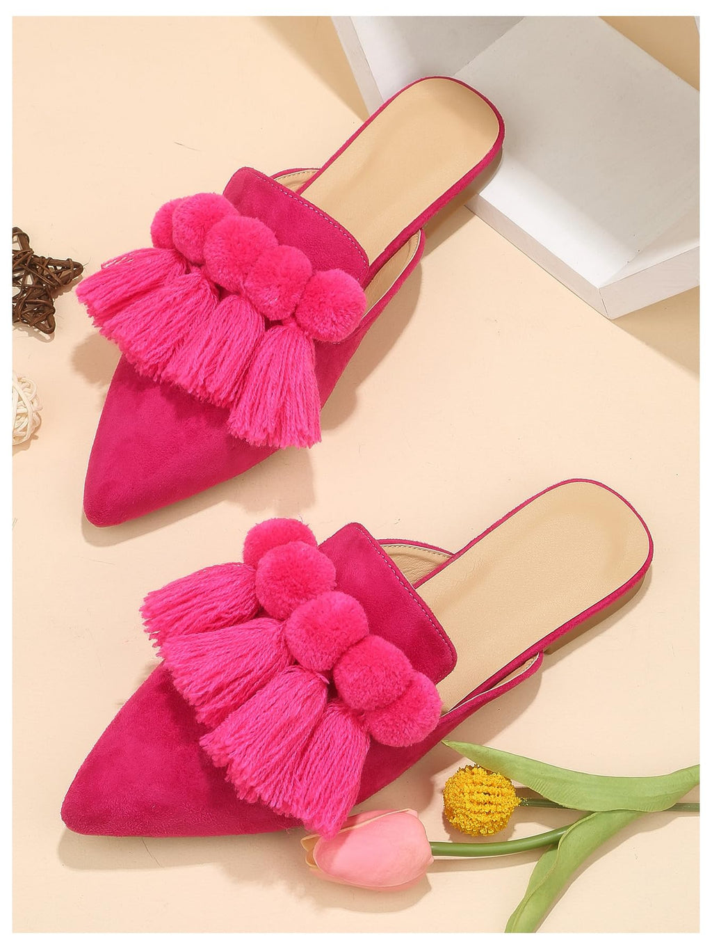 Women's Dress Shoes Slip On Flats Comfortable Pointed Toe Mules Dressy Casual Loafers Shoes