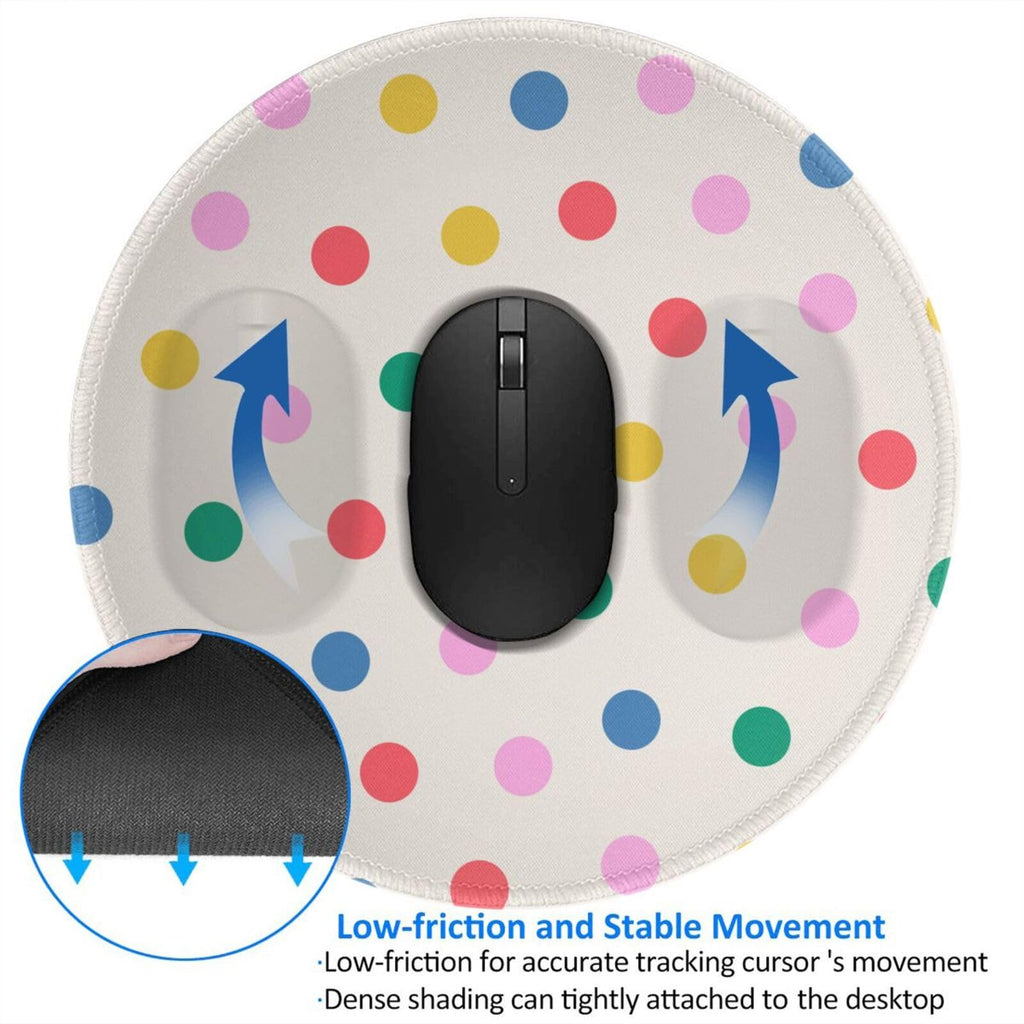 Round Mouse Pad Desk Top - Stitched Edges 8 X 8 Inch