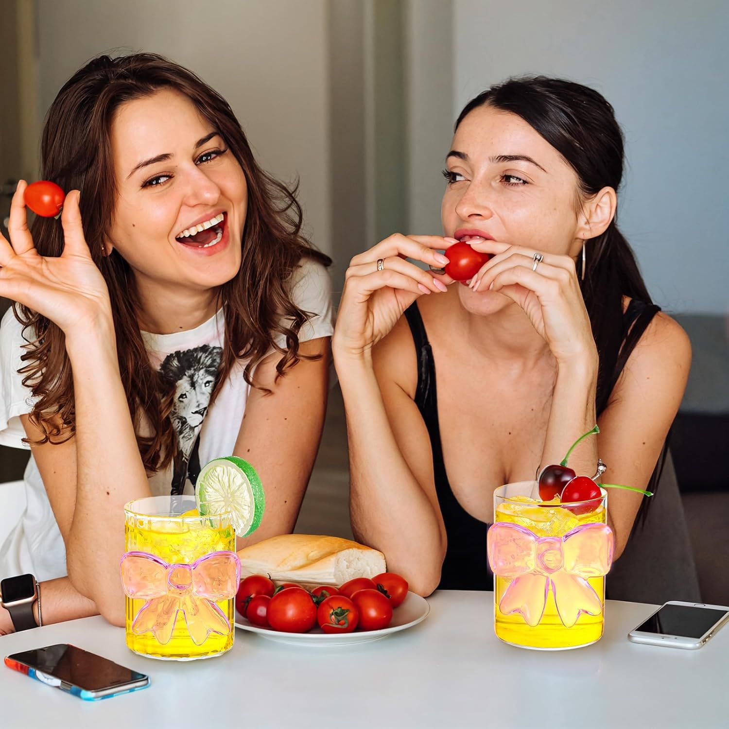 Cute Bow Glass Cups 12 oz 4 Pack