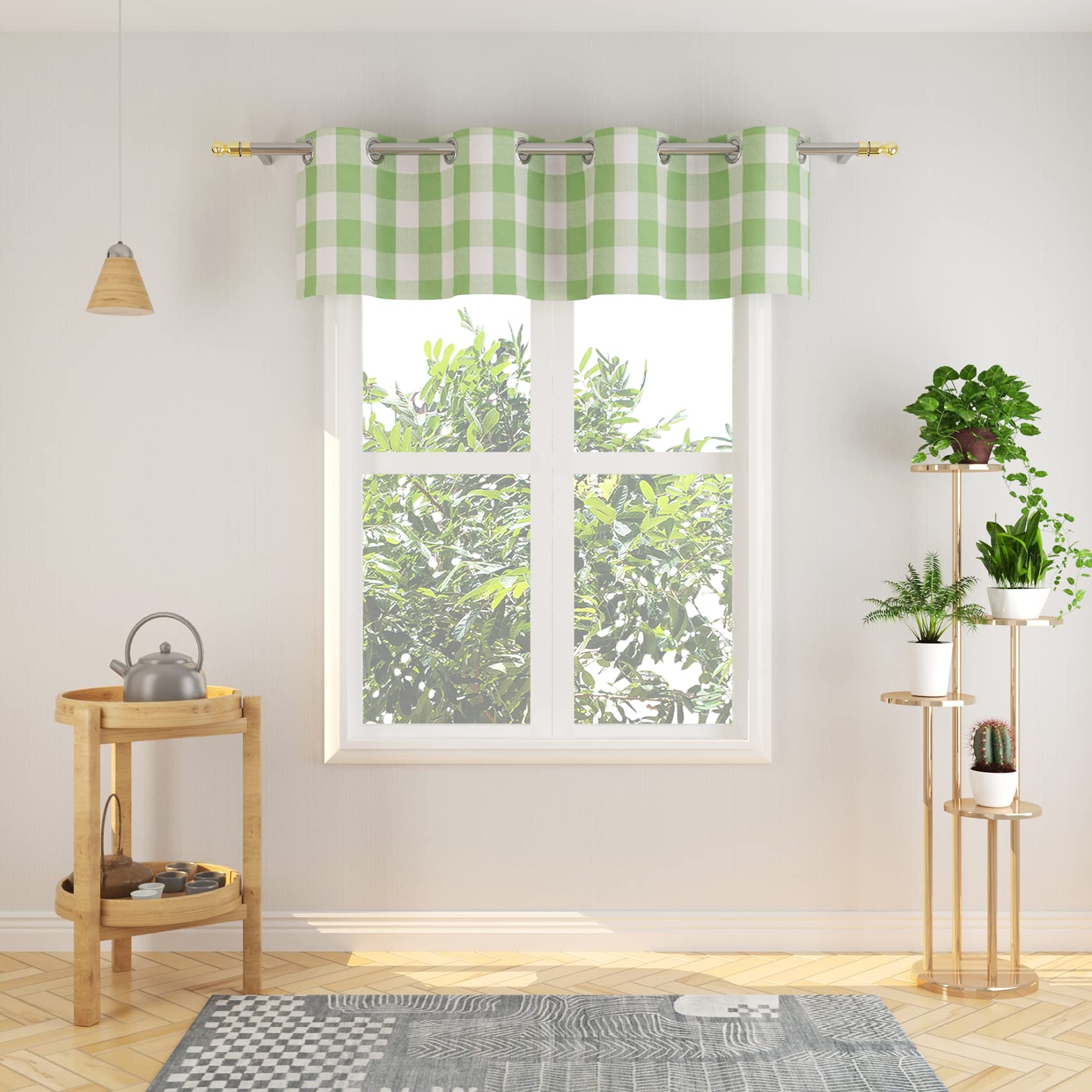 Tier Curtains Check Gingham Plaid Window Curtain Panels Bathroom Grommet Top Window Treatment 2 Panels