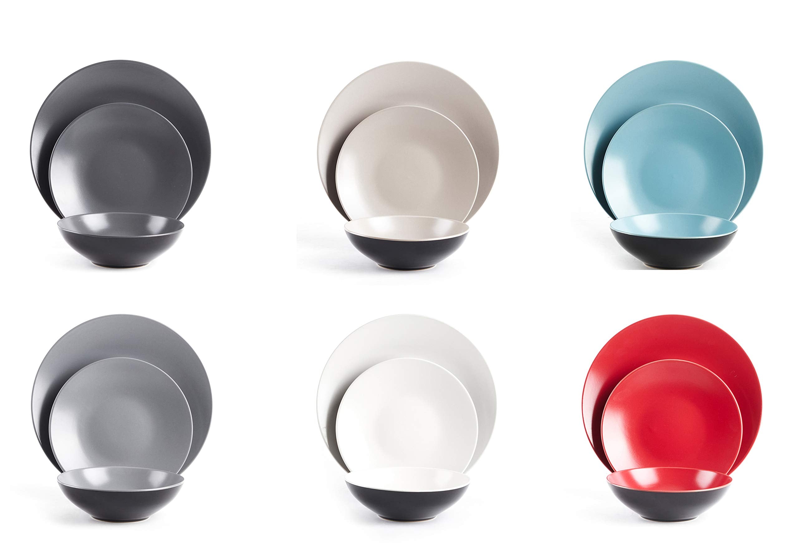 Stoneware Two-Tone Colors Life 12pc Dinner Set