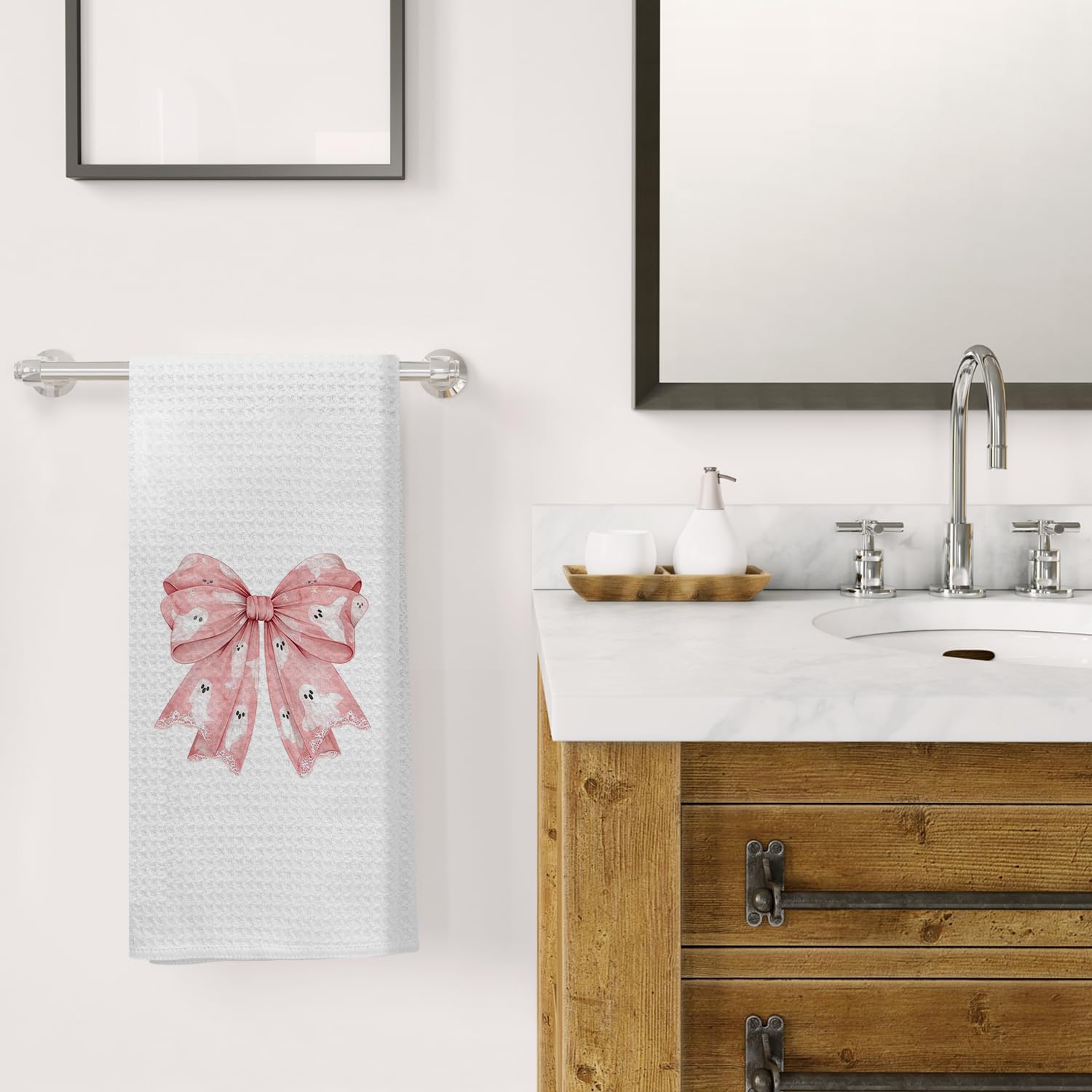 Coquette Bow Kitchen Towels Hand Towels for Bathroom, 16x24 Inch