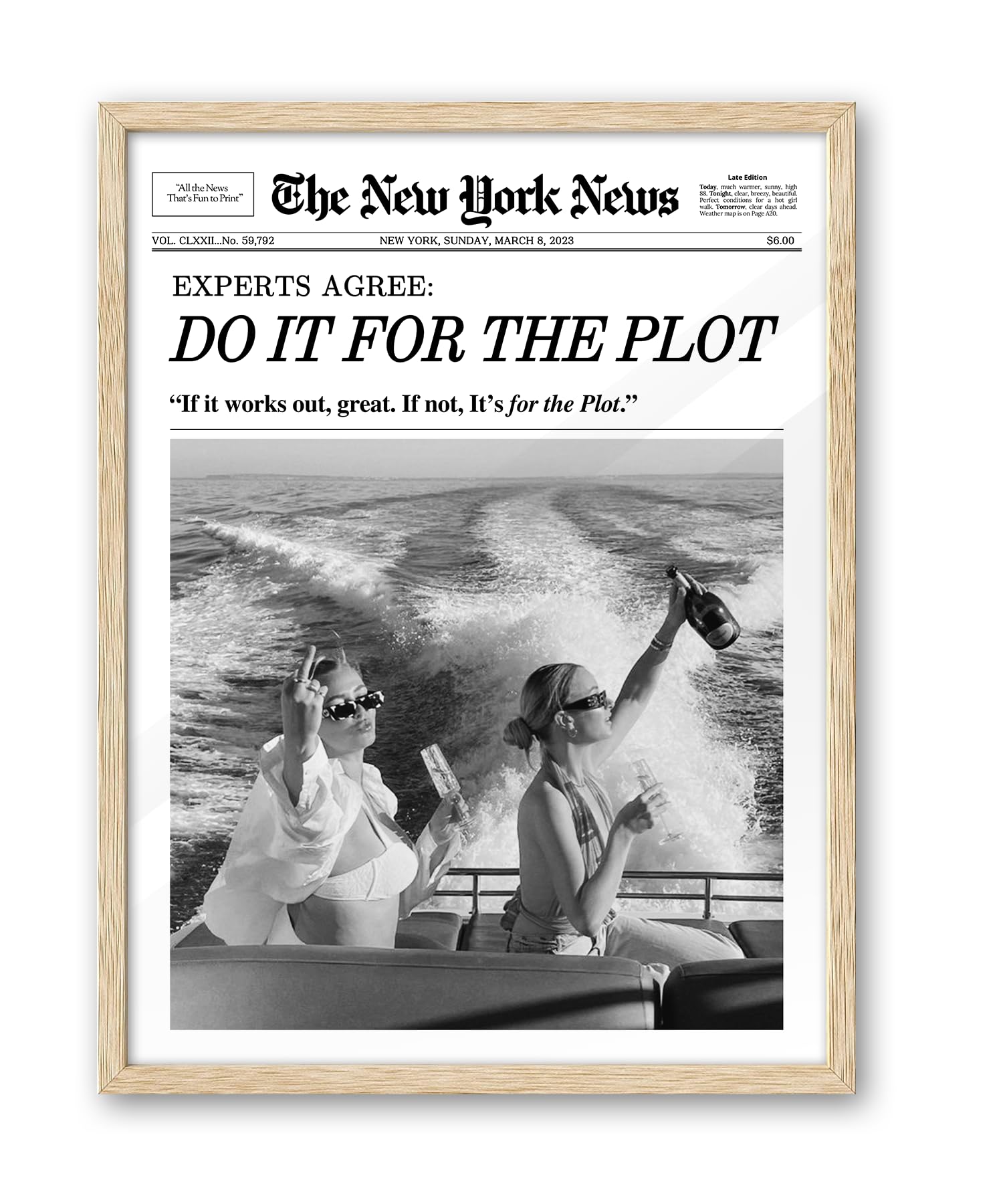 Trendy Retro Newspaper Headline Framed Wall Art, Poster Vintage Canvas Print