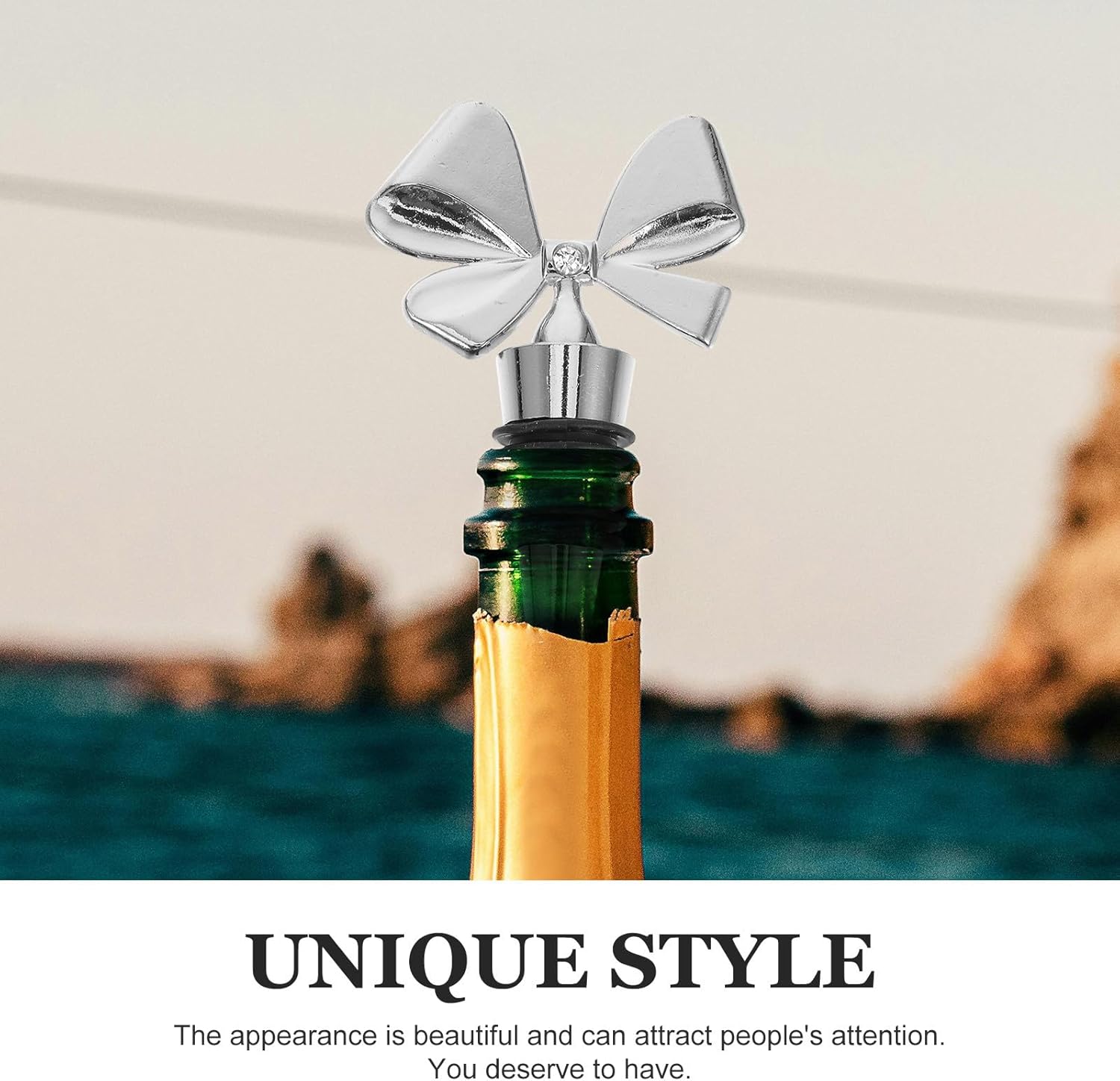 Cute Bow Tie Bottle Stopper, Alloy Silicone Wine Stopper, Reusable Beverage Bottle Stopper, 15-20mm
