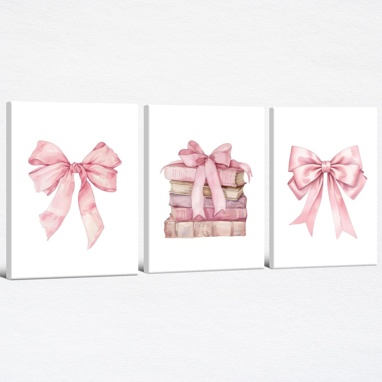 Coquette Bow Aesthetic Poster Preppy Wall Art Set of 3 Trendy Cute Canvas Prints