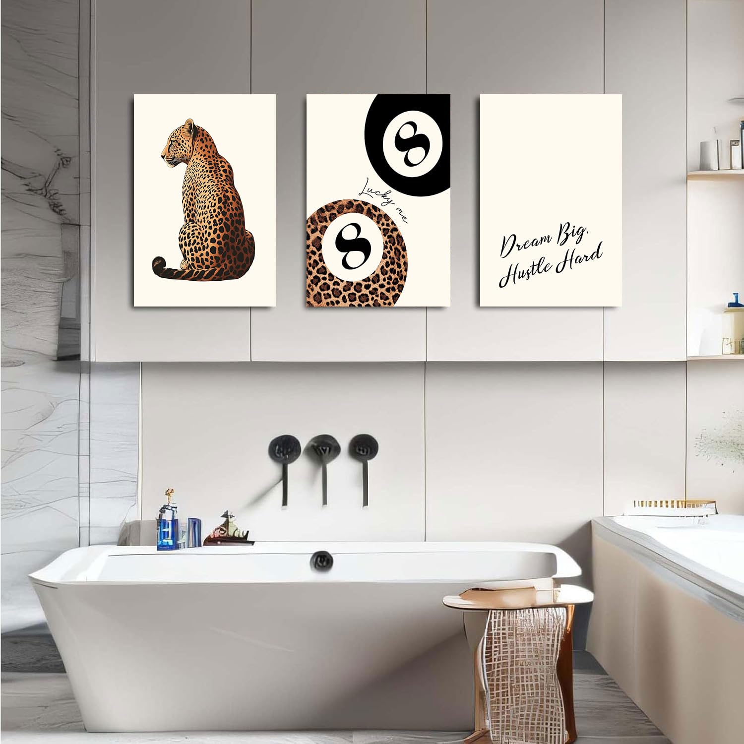 Pink Set of 3 Leopard Wall Art Prints Trendy Girly Cheetah Print Poster for Home Decor 16X24 in Unframed