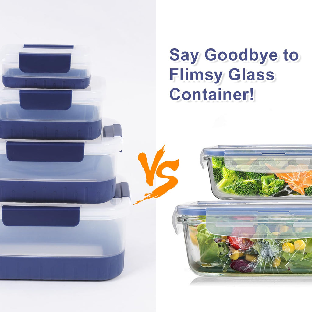 Plastic Food Storage Containers with Leakproof Locking Lids, Stackable Airtight Storage Containers BPA-Free & Freezer Safe, Non-slip Base, Set of 4 Pieces