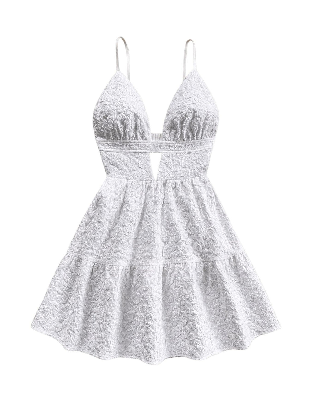 Women's Sleeveless Butterfly Print Cut Out V Neck Tiered Mini Cami Dresses