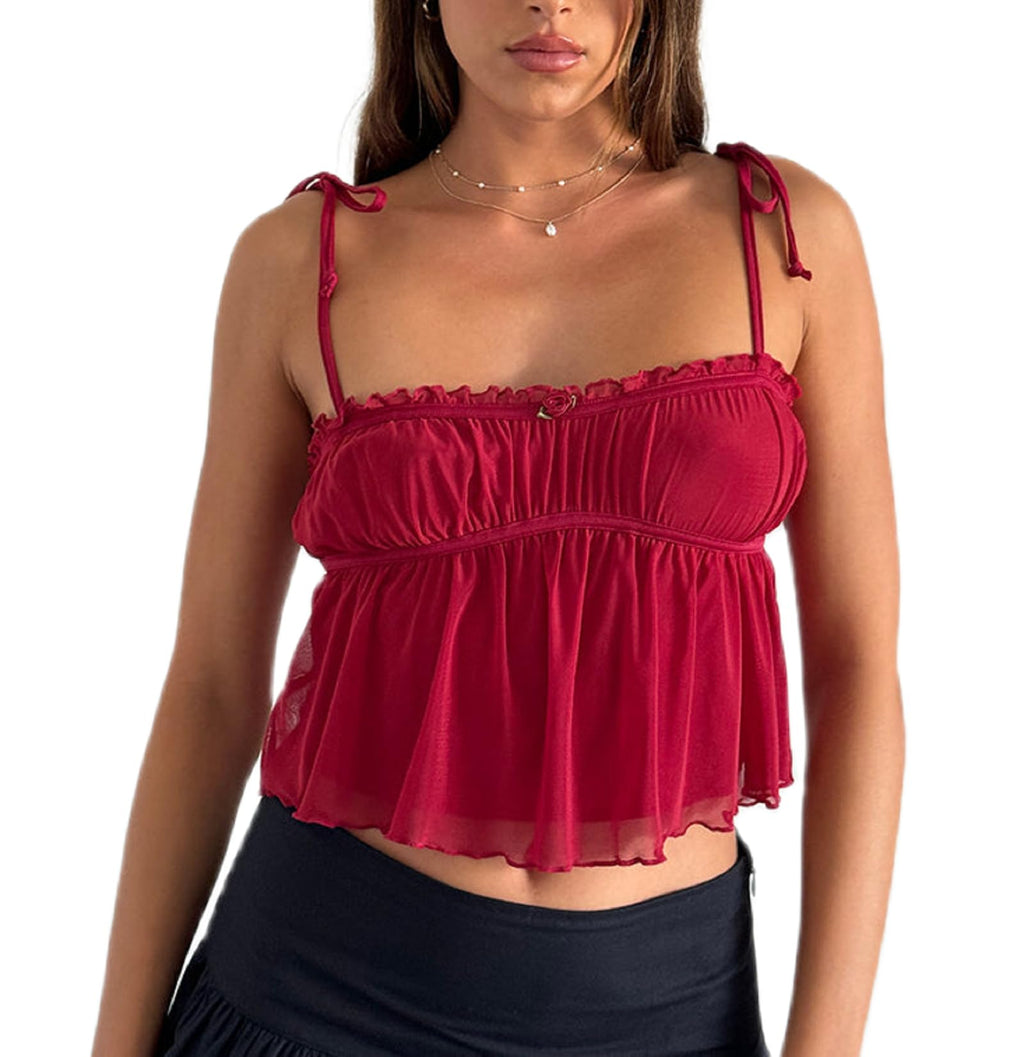 Women Elegant Lace V Neck Camis Sleeveless Spaghetti Strap Slim Camisoles Vintage Backless Tank Top