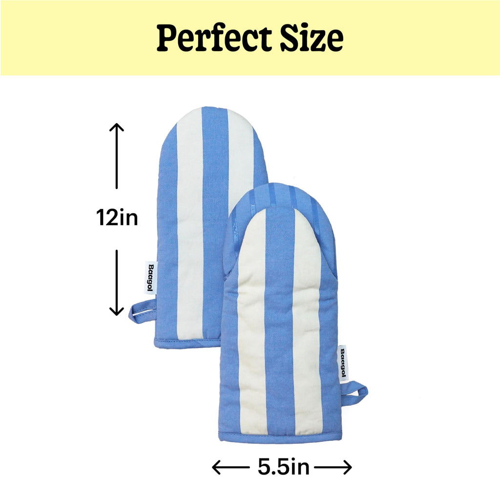 Modern and Cute Cotton Kitchen Mittens with Non-Slip Silicone Grips and Hanging Loops