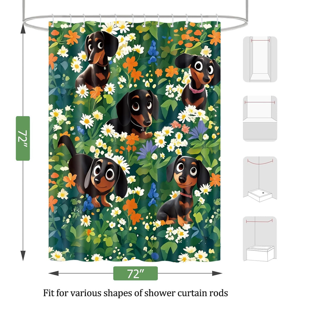 Cute Shower Curtain for Bathroom Modern Aesthetic Funky Decorative, Pretty Chic Cloth Set with Hooks, 72x72 Inch