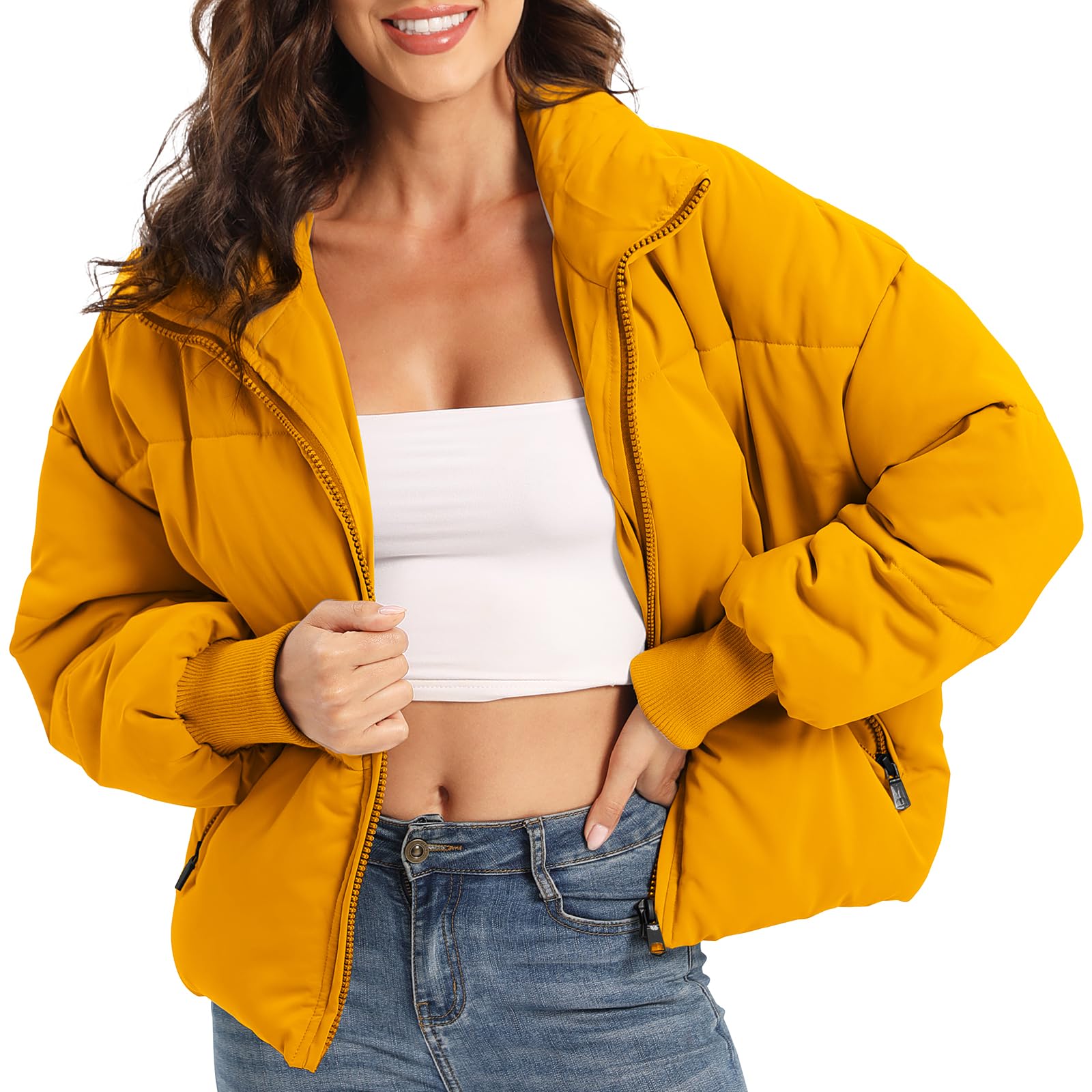 Women's Winter Baggy Zip Puffer jackets Short Down Jacket Coat