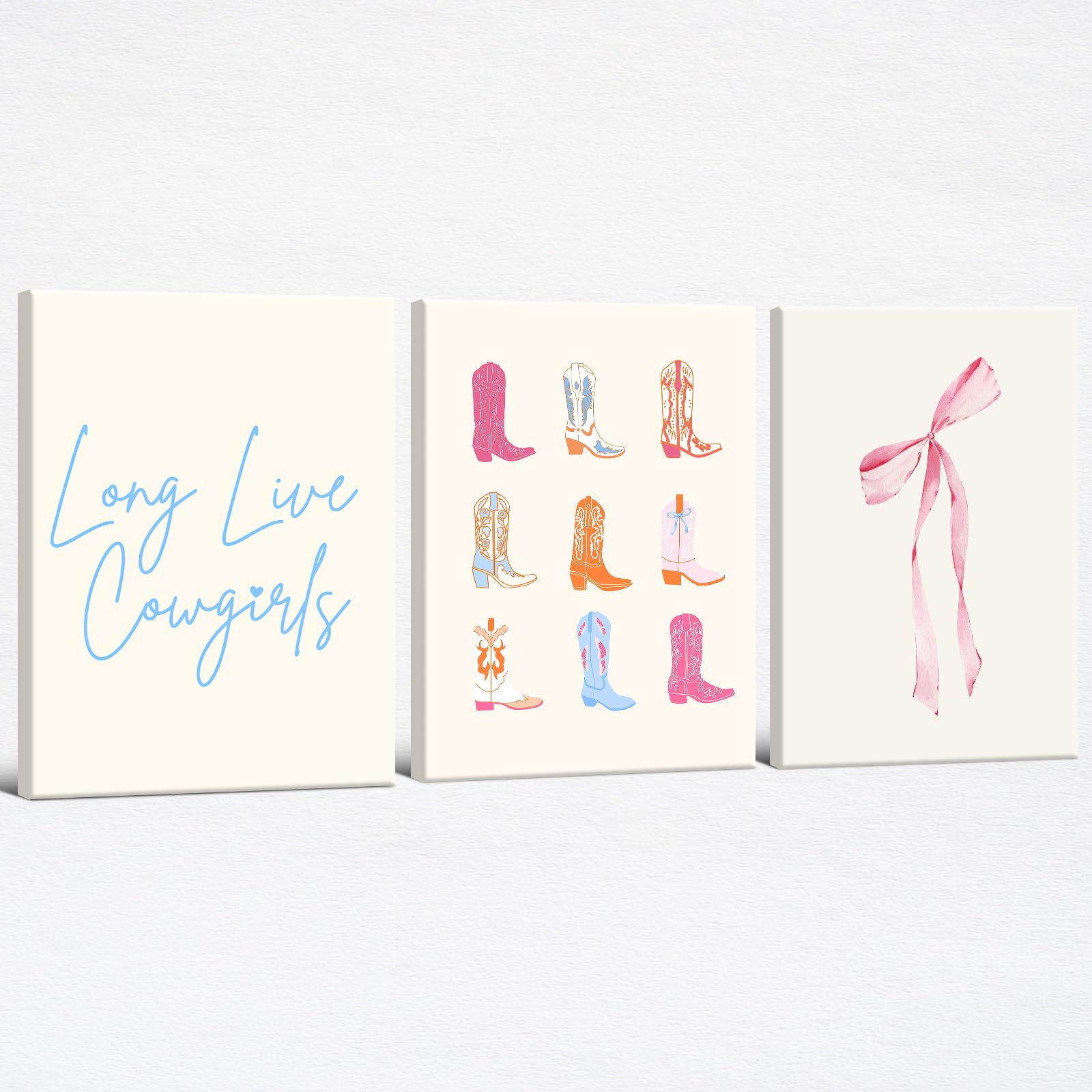 Coquette Bow Aesthetic Poster Preppy Wall Art Set of 3 Trendy Cute Canvas Prints