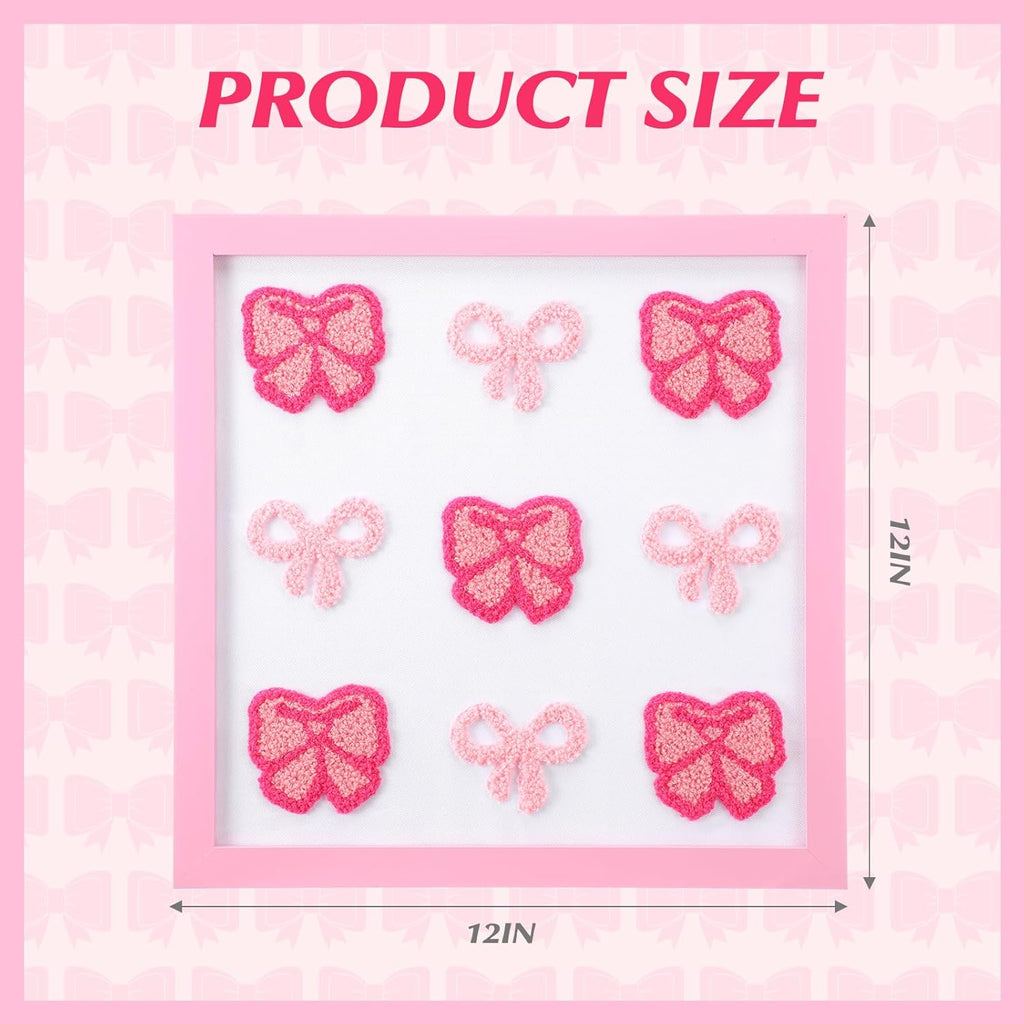 3D Textured Pink Bow Wall Art Decor Coquette Canvas Wall Decor, 12x12 Inch