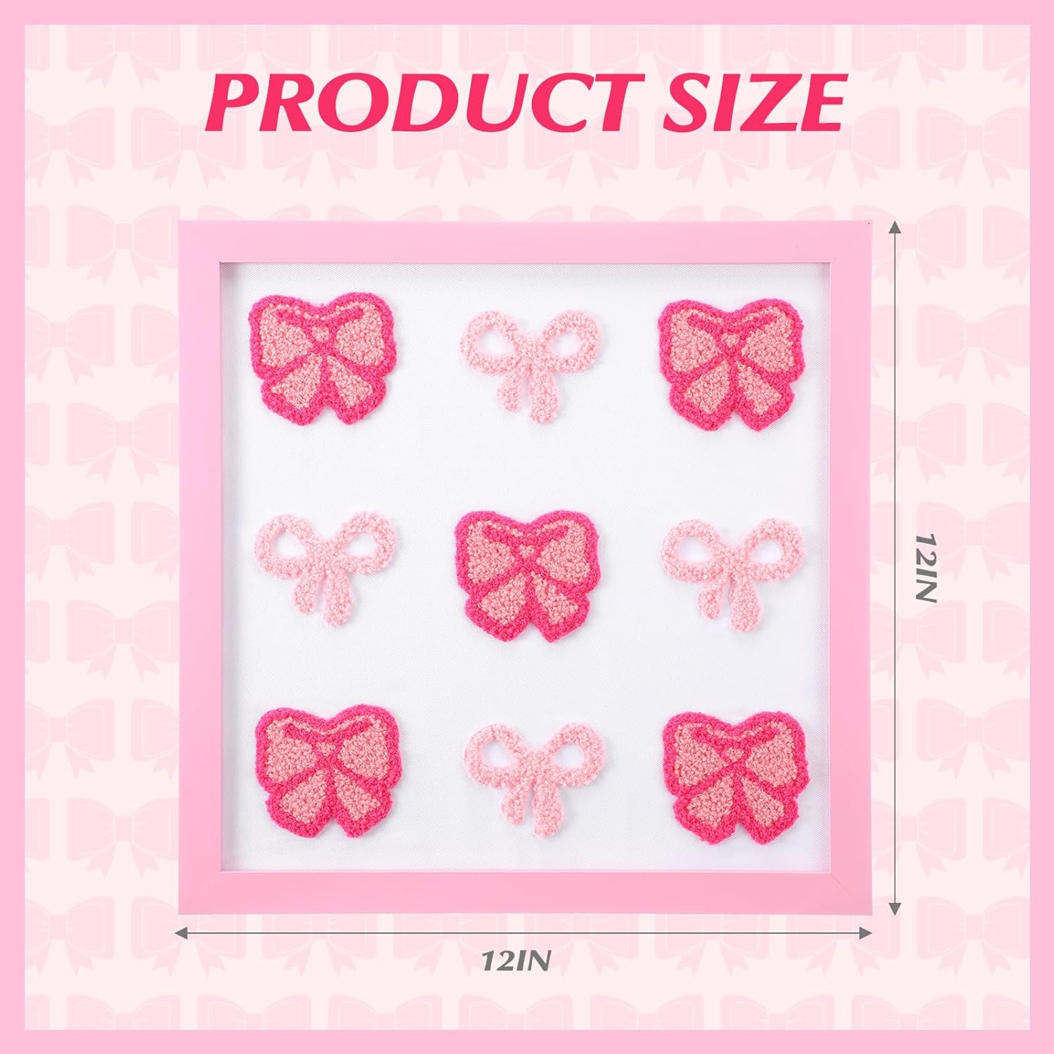 3D Textured Pink Bow Wall Art Decor Coquette Canvas Wall Decor, 12x12 Inch