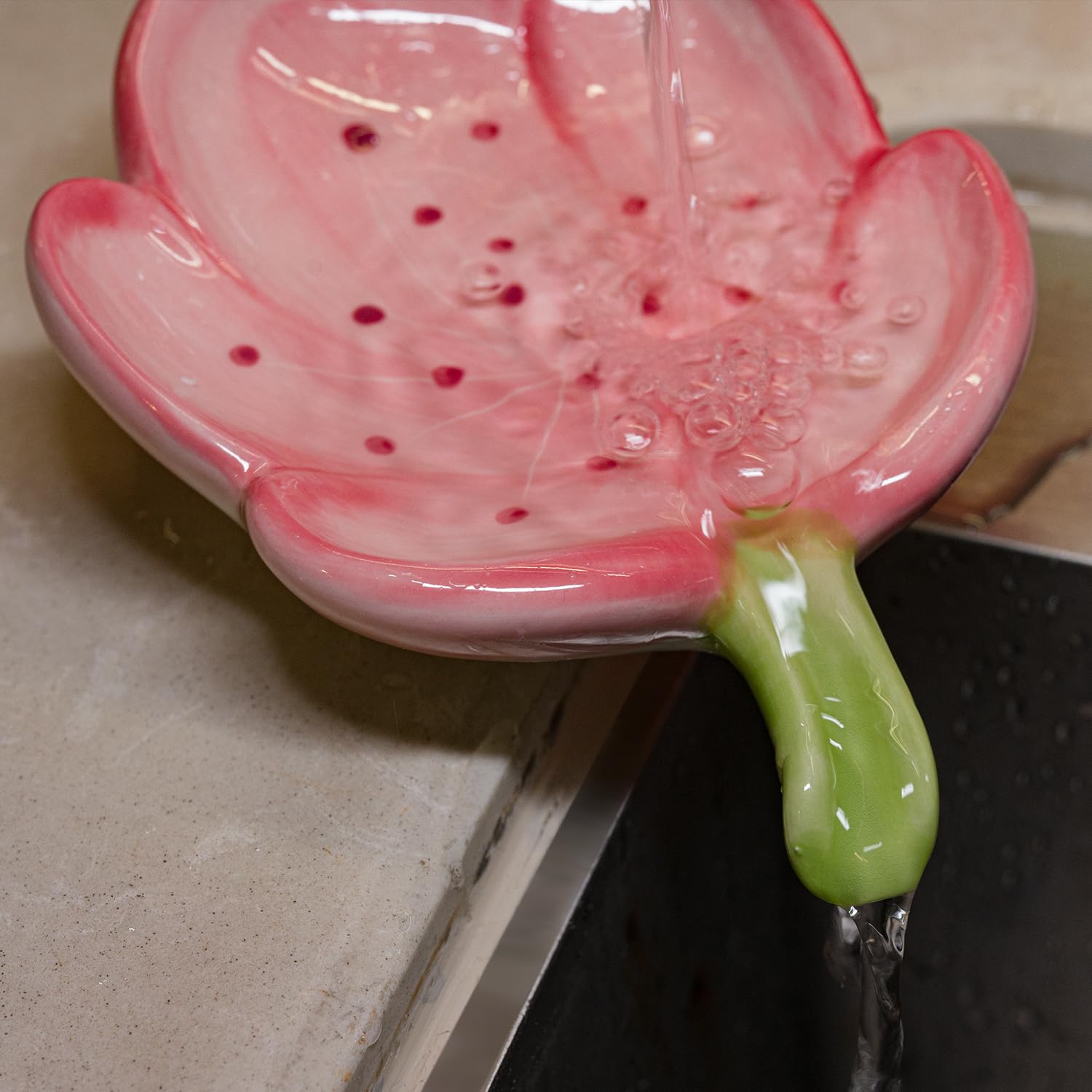 Ceramic Flower Soap Dish Holder for Bathroom