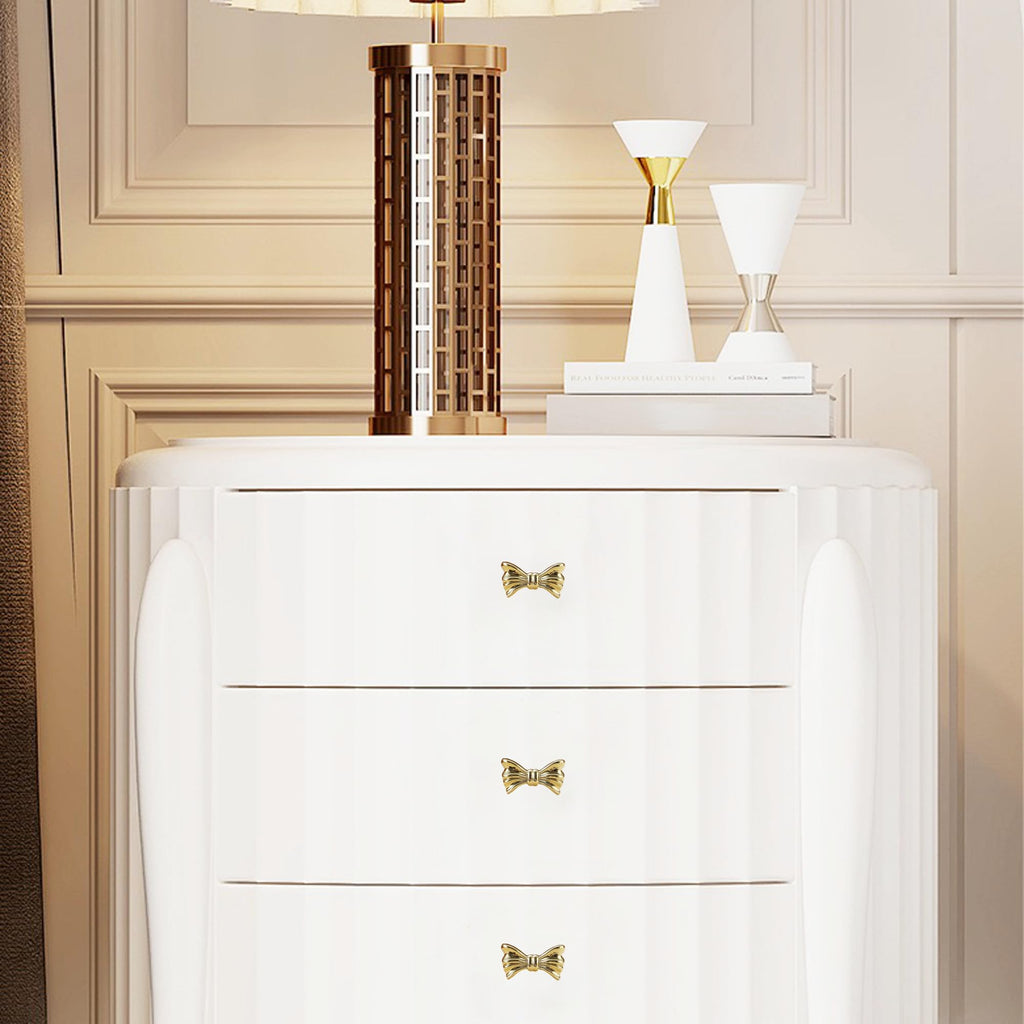 Gold Brass Small Bow Knobs Cute Dresser Drawer Handles Kitchen Cabinet Pulls Art Deco Single Hole Decorative Knobs Modern Furniture Hardware for Closet Cupboard
