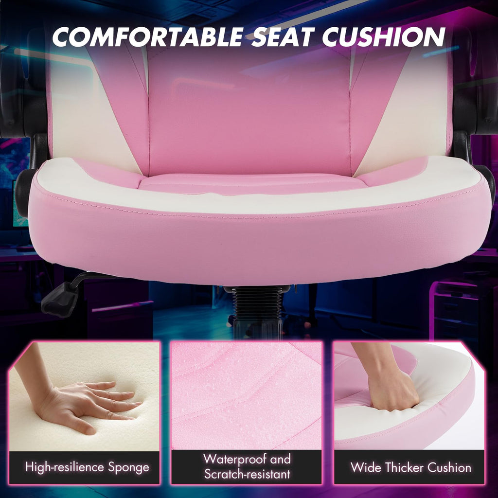 Ergonomic Office Executive Adjustable Swivel Task PU Leather Racing Chair with Flip-up Armrest