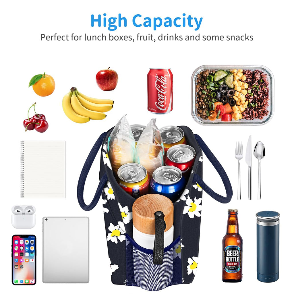 Reusable Insulated Lunch Tote Bag,Leakproof Food Handbags Case High Capacity
