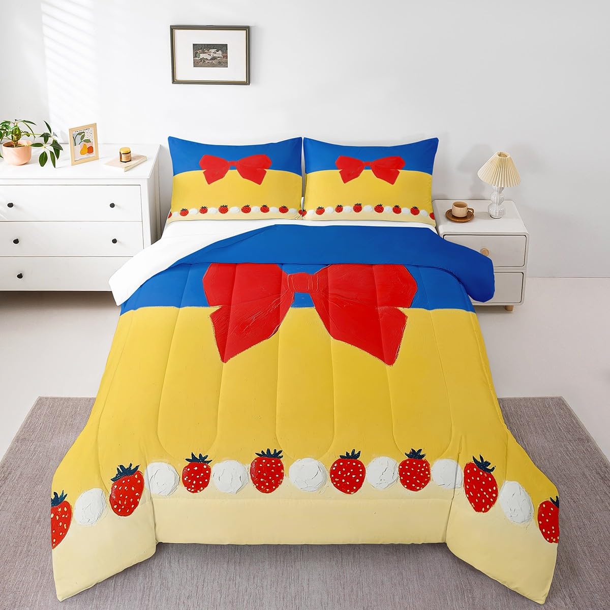 Dreamy Sweet Princess Style Quilt Set Reversible Duvet Insert, 2 Pillowcases