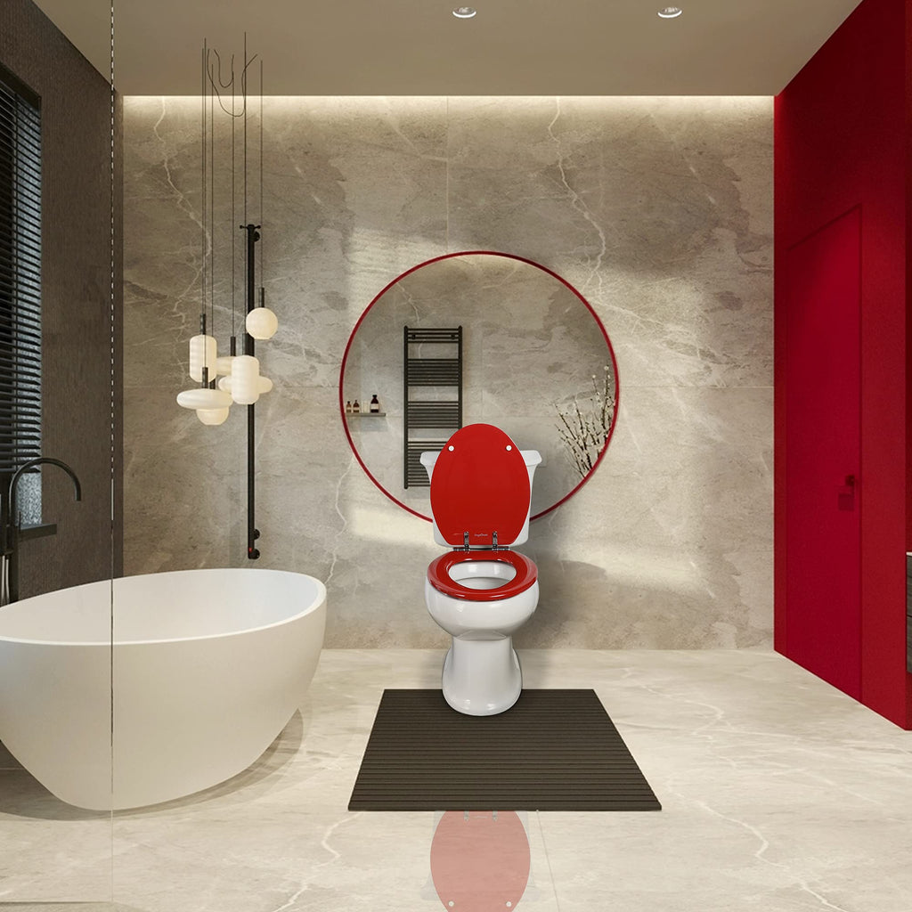 Round Toilet Seat Natural Wood Toilet Seat with Zinc Alloy Hinges, Easy to Install also Easy to Clean, Scratch Resistant