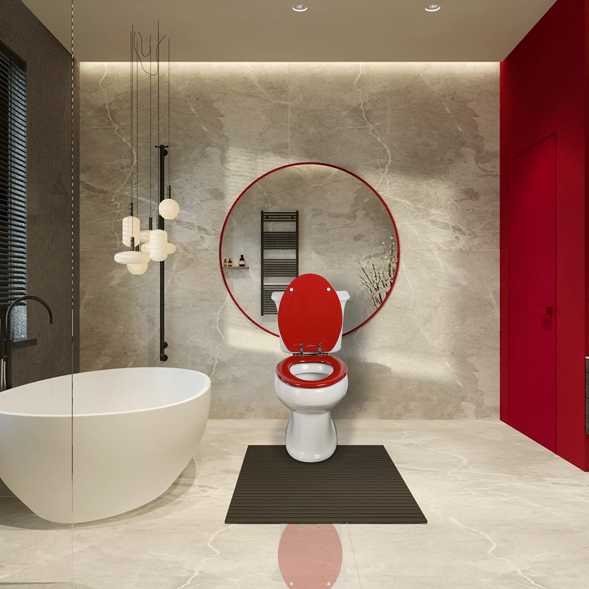 Round Toilet Seat Natural Wood Toilet Seat with Zinc Alloy Hinges, Easy to Install also Easy to Clean, Scratch Resistant