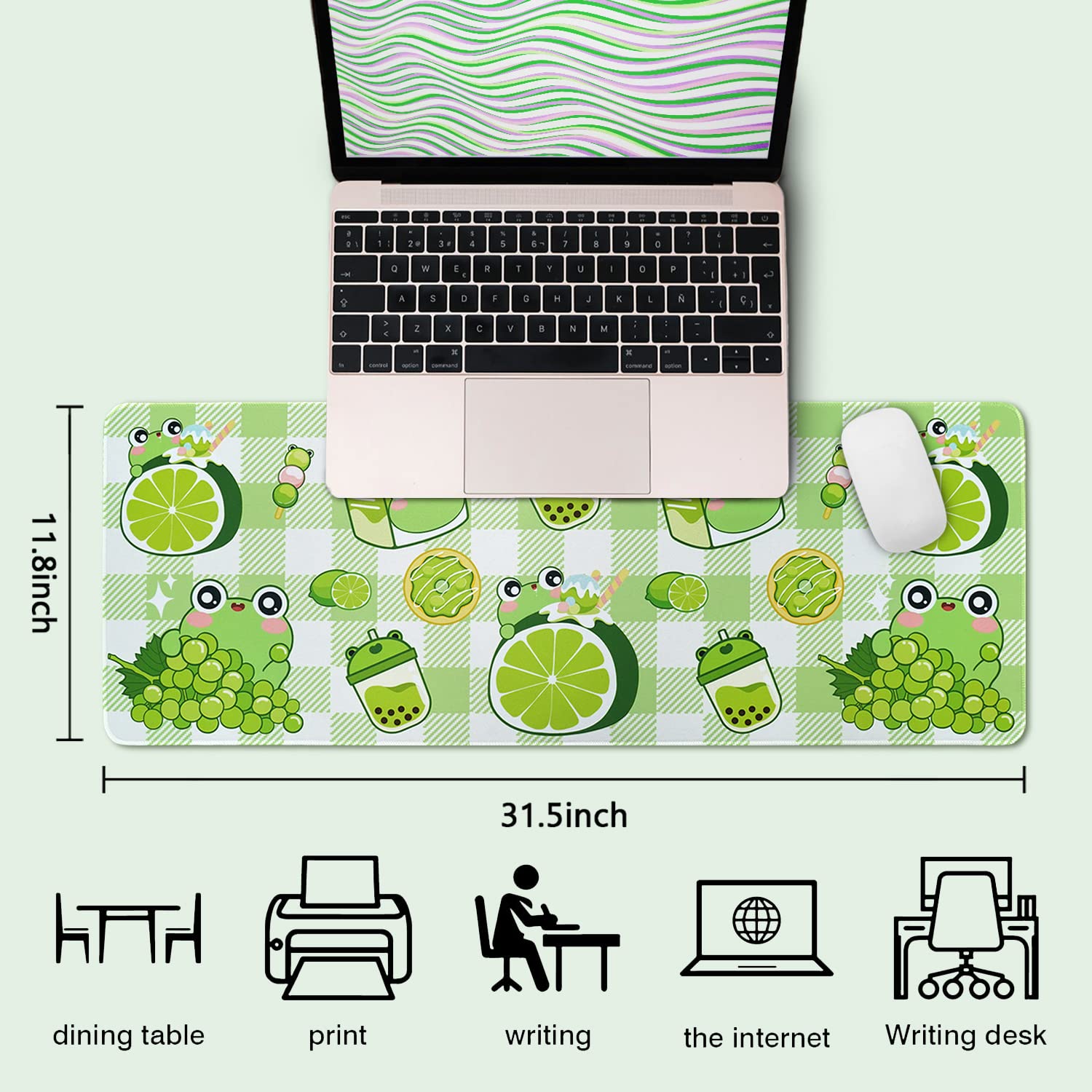 Kawaii Gaming Mouse Pad for Desk, Extended Large 31.5 X 11.8 Inch