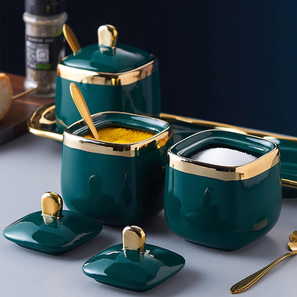 Sugar Bowl With Lid And Spoon, Sugar Pot Set Of 3