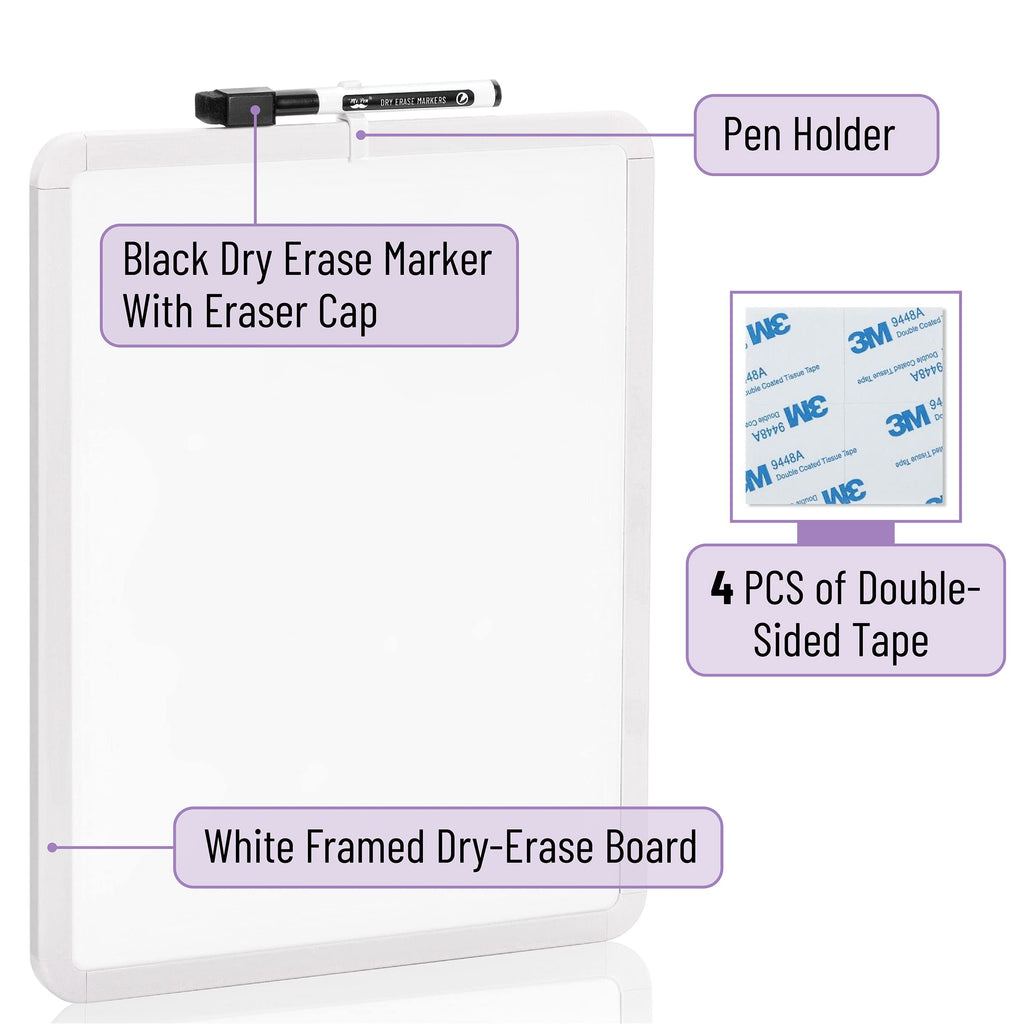 Dry Erase Board, 14â€?x 11â€?with a Black Dry Erase Marker Color Frame, Small White Board Dry Erase Whiteboard