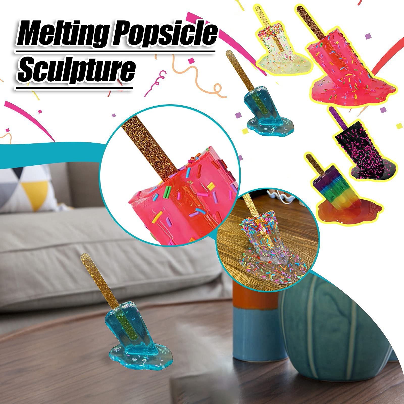 Melting Popsicle Sculpture - Creative Melting Ice Cream Resin Home Decor