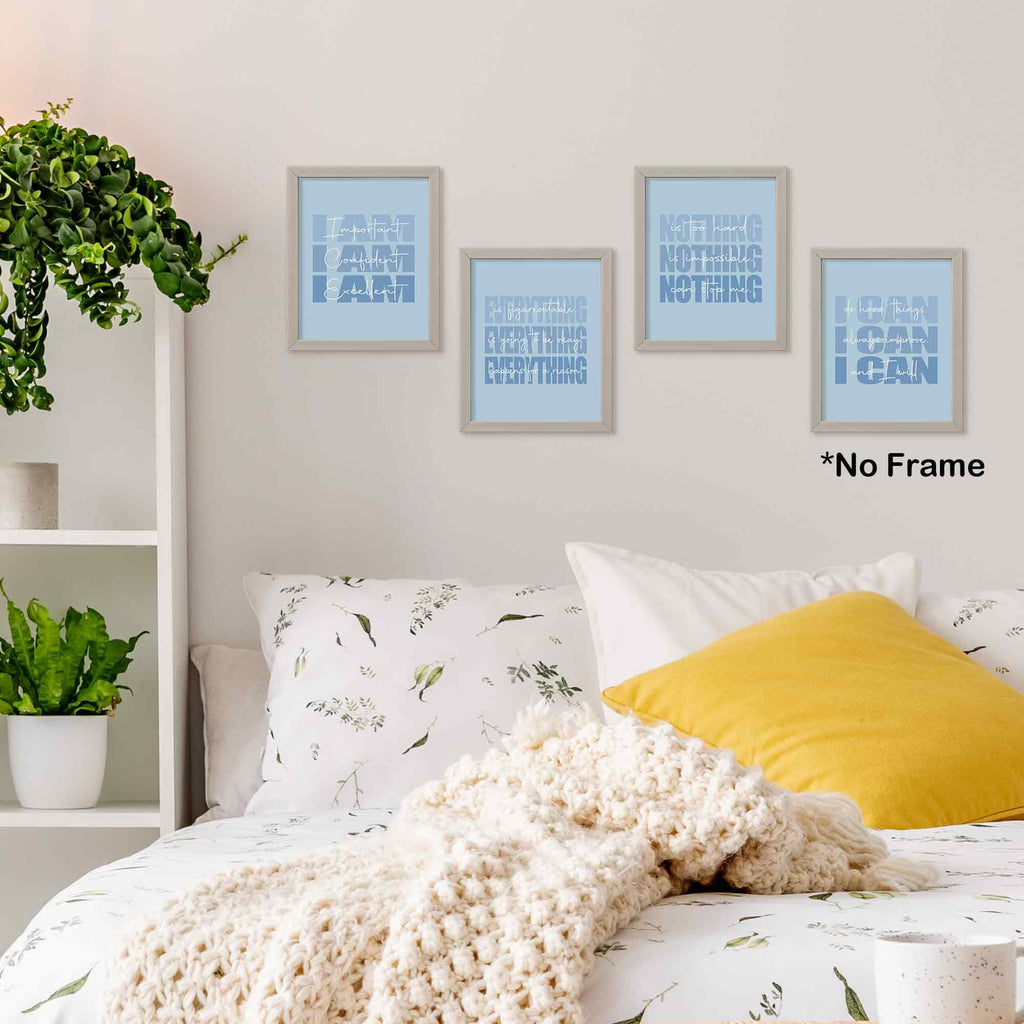 Set of 4 Inspirational Posters â€?Motivational Wall Art for Teen Girls & Women (8x10)