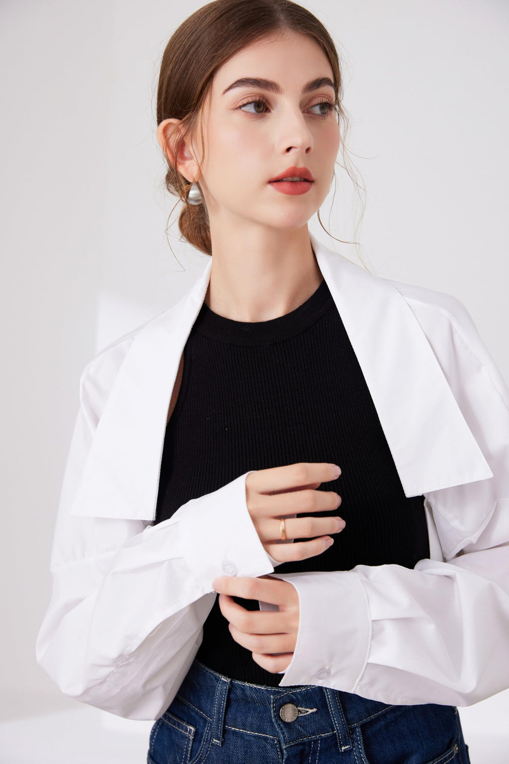 Fake Collar Long Sleeves Detachable Blouse False Collar Half Shirt Blouse Collar