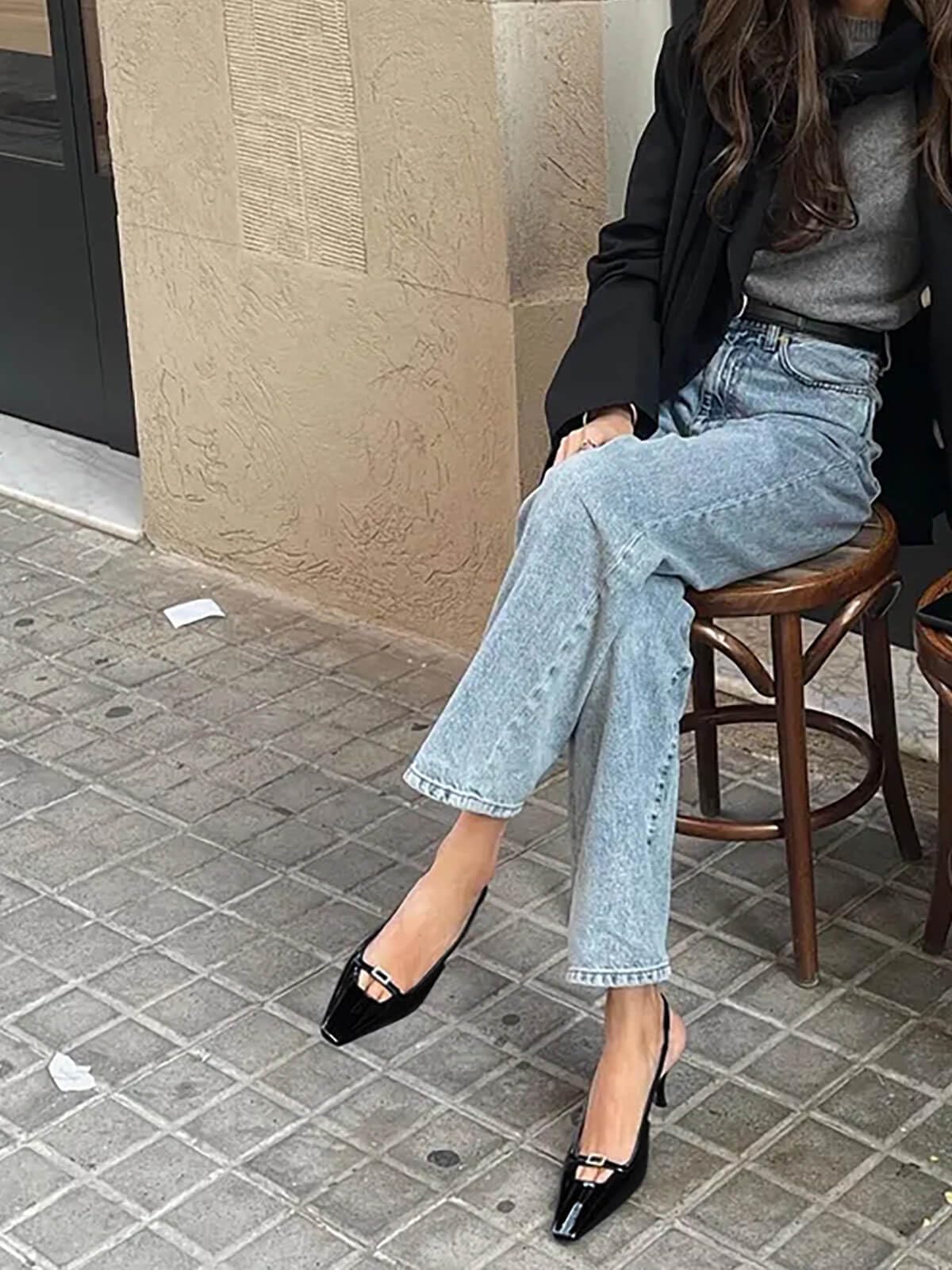 Womens Kitten Heels Slingback Dress Shoes Buckle Office Work Pumps Shoes