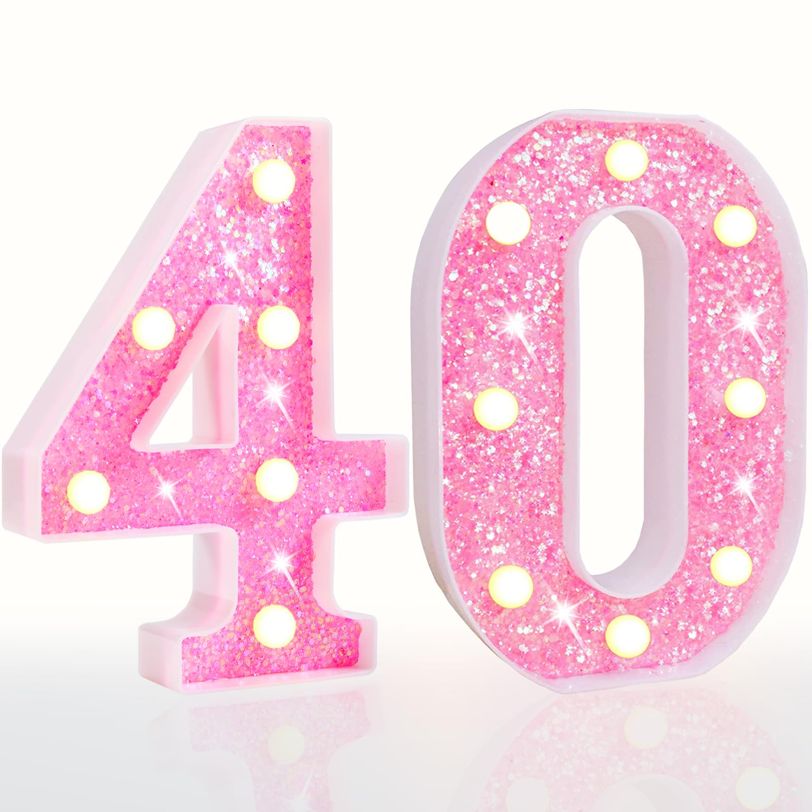 Pink LED Letters Glitter Alphabet LetterS & Numbers Sign Battery Powered