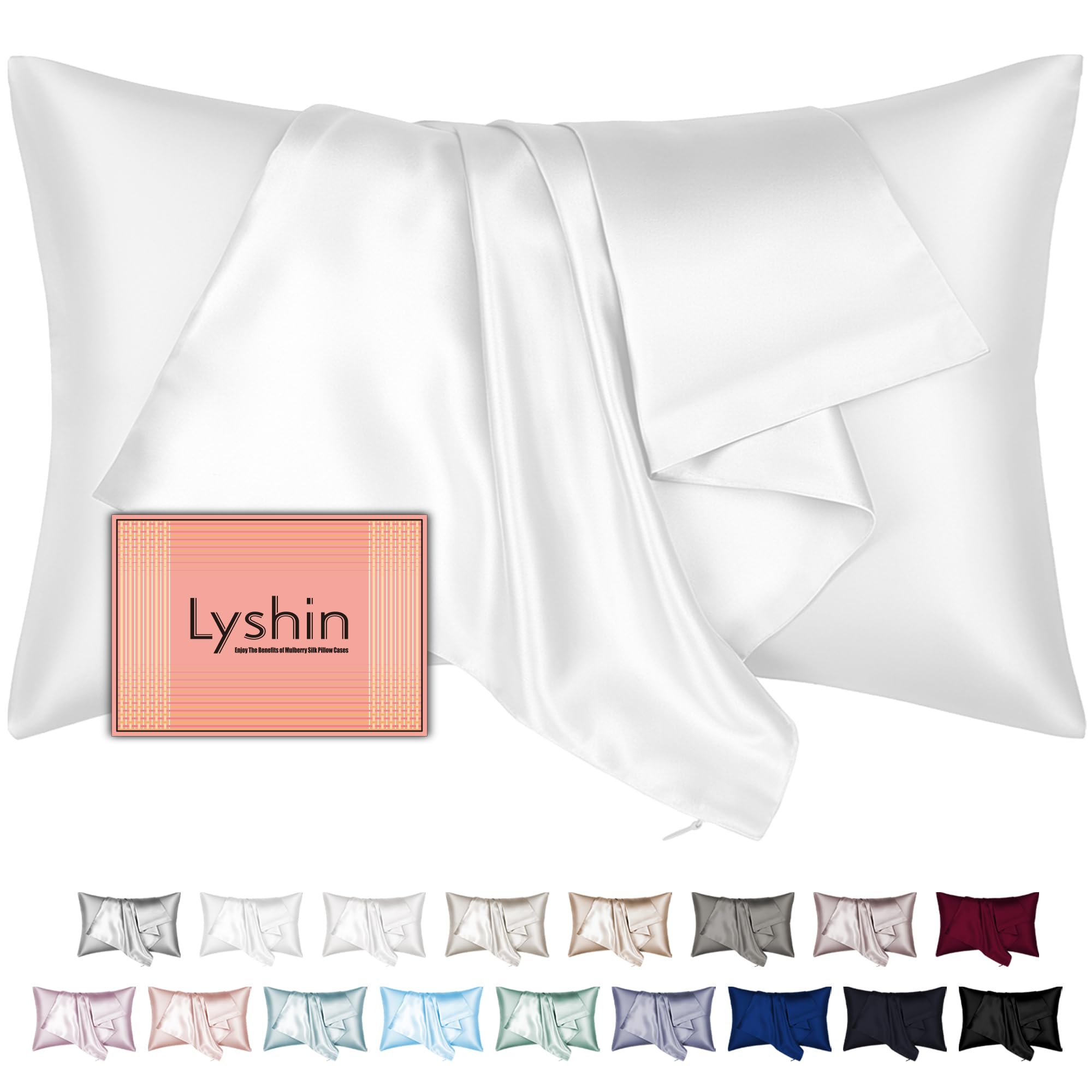 Silk Pillow Cases with Hidden Zipper, Ultra Smooth and Soft Breathable Cooling Silk Satin Pillowcase