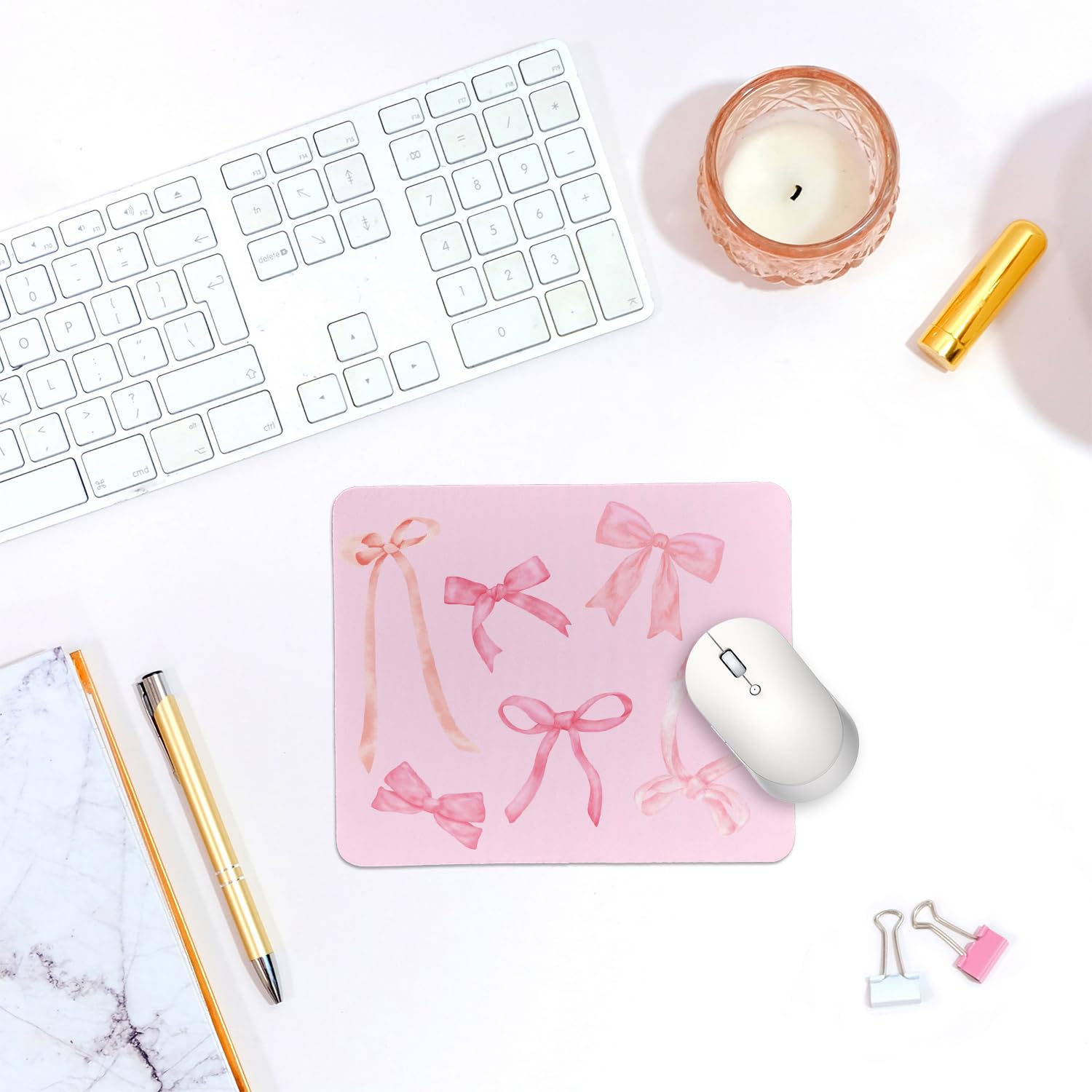 Coquette Bow Mouse Pad, Trendy Mouse Pad, Preppy Cute Mouse Pad for Desk Home Office & Gaming, 9.5x7.9 inches